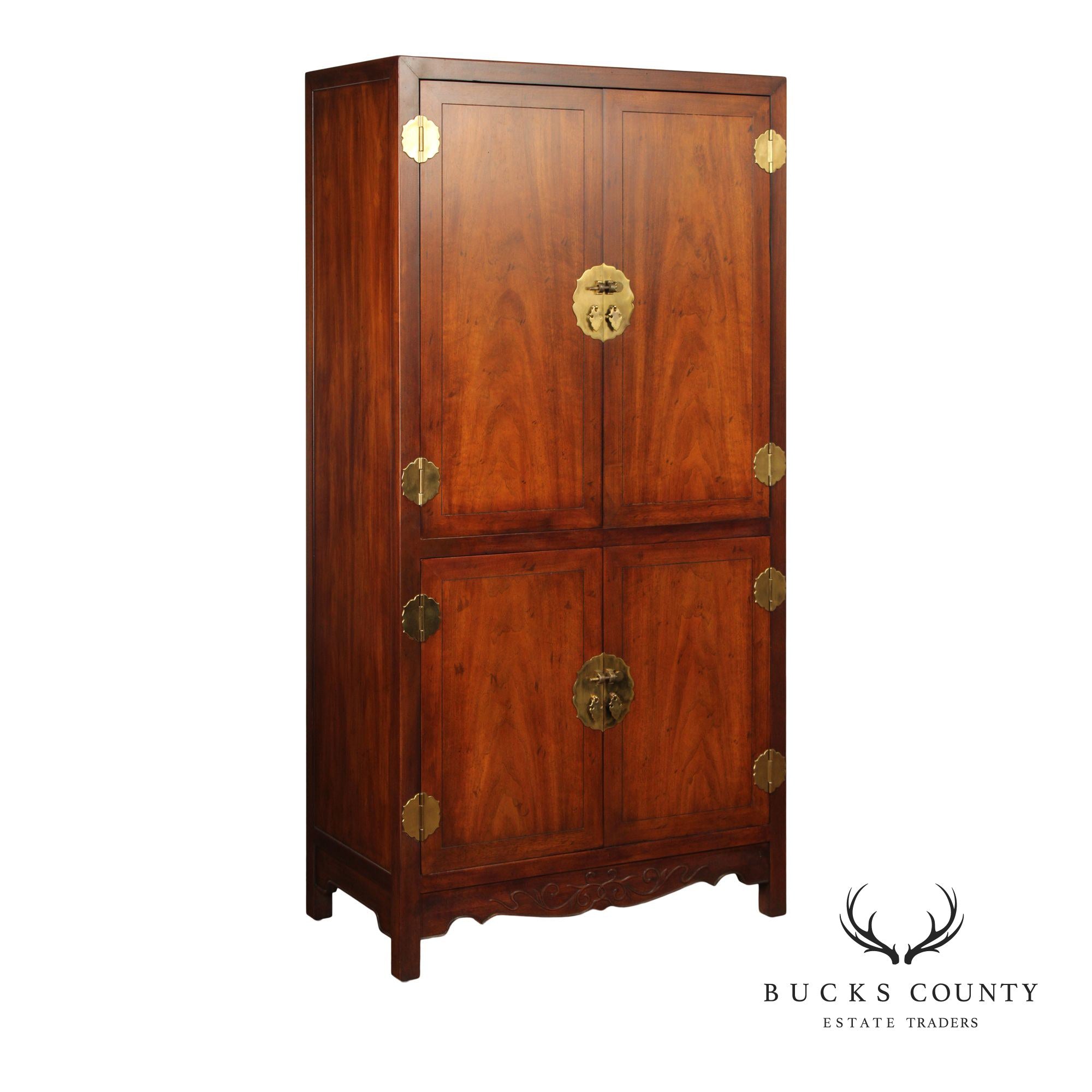 Henredon Vintage Asian Inspired Mahogany Tall Armoire