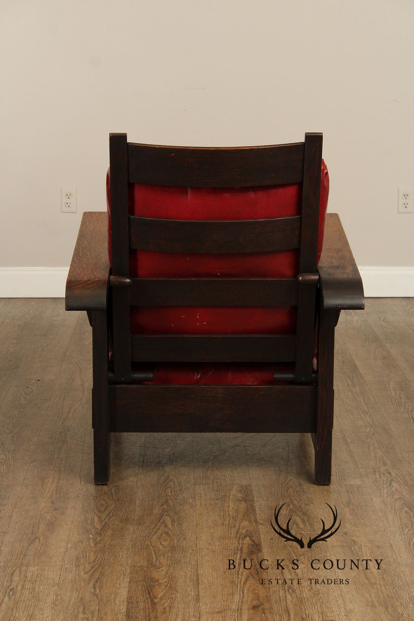 Stickley Brothers Antique Mission Oak and Leather Morris Armchair