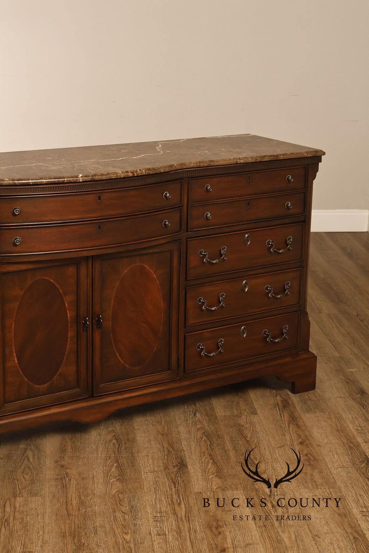 Drexel Heritage 'Covington Park' Marble Top Mahogany Door Chest