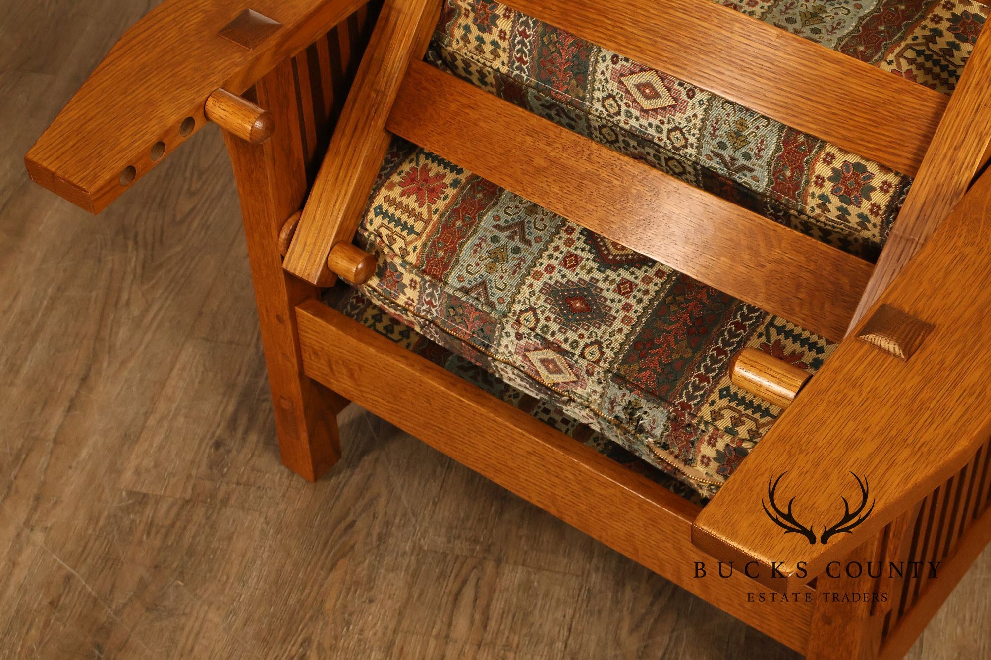 Stickley Mission Collection Oak Compact Morris Chair With Loose Cushions