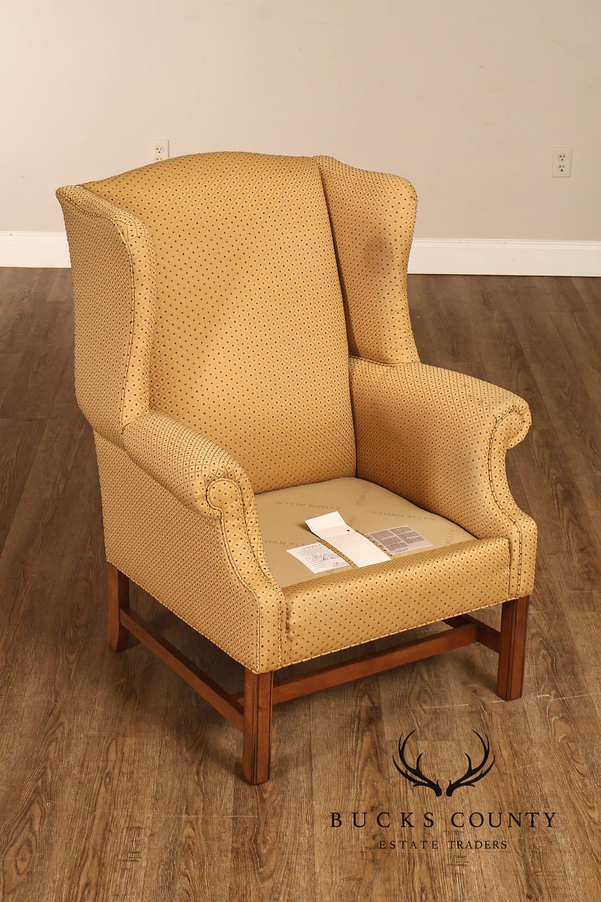 Ethan Allen Traditional Upholstered Wingback Armchair