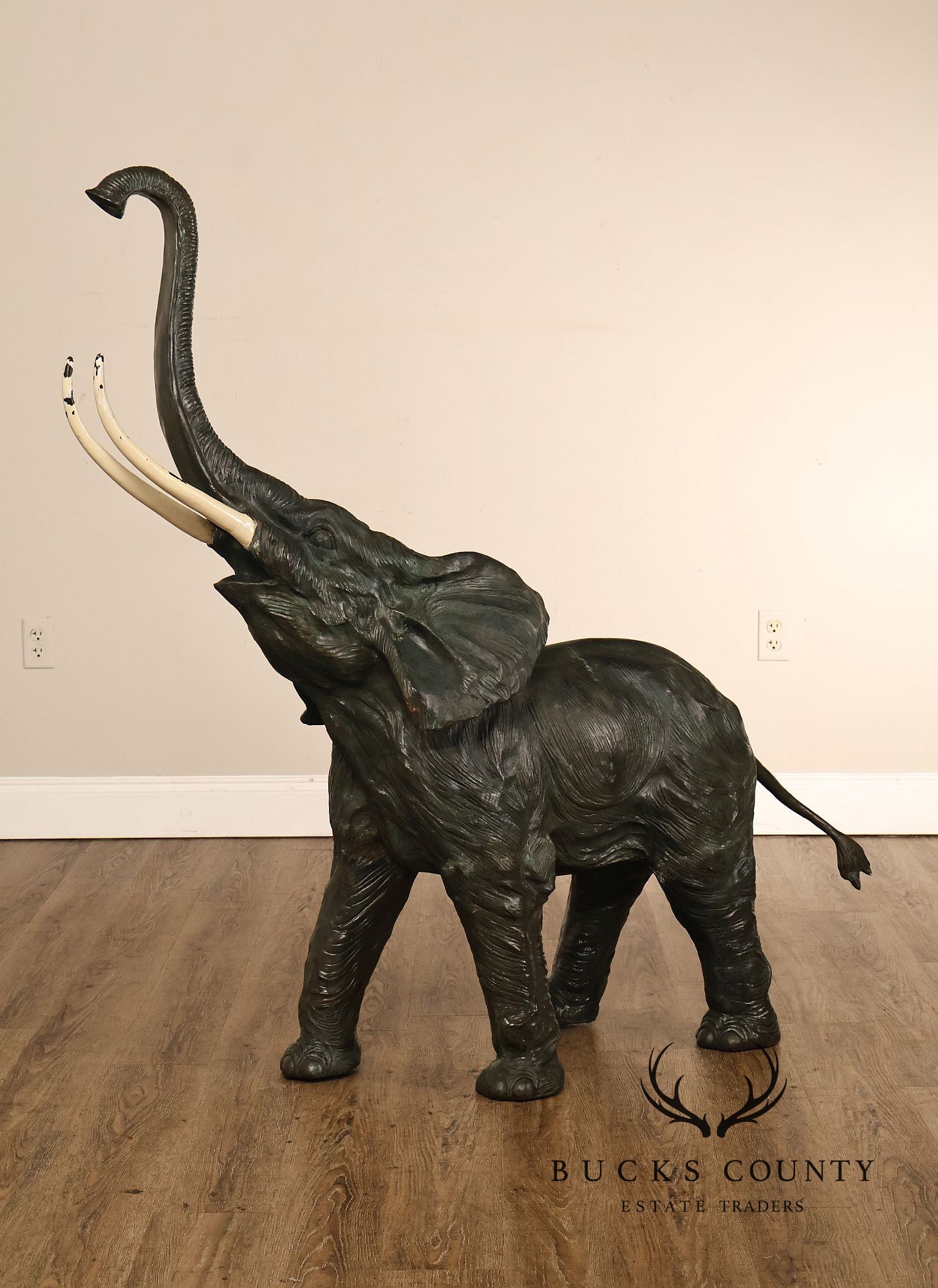 Monumental Patinated Bronze Elephant Statue