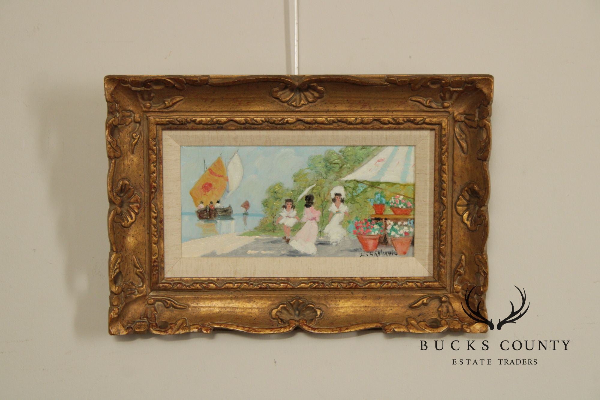 'Luigi Cagliani'  Set Of 3  Small Oil Paintings In Heavy Gold Frames