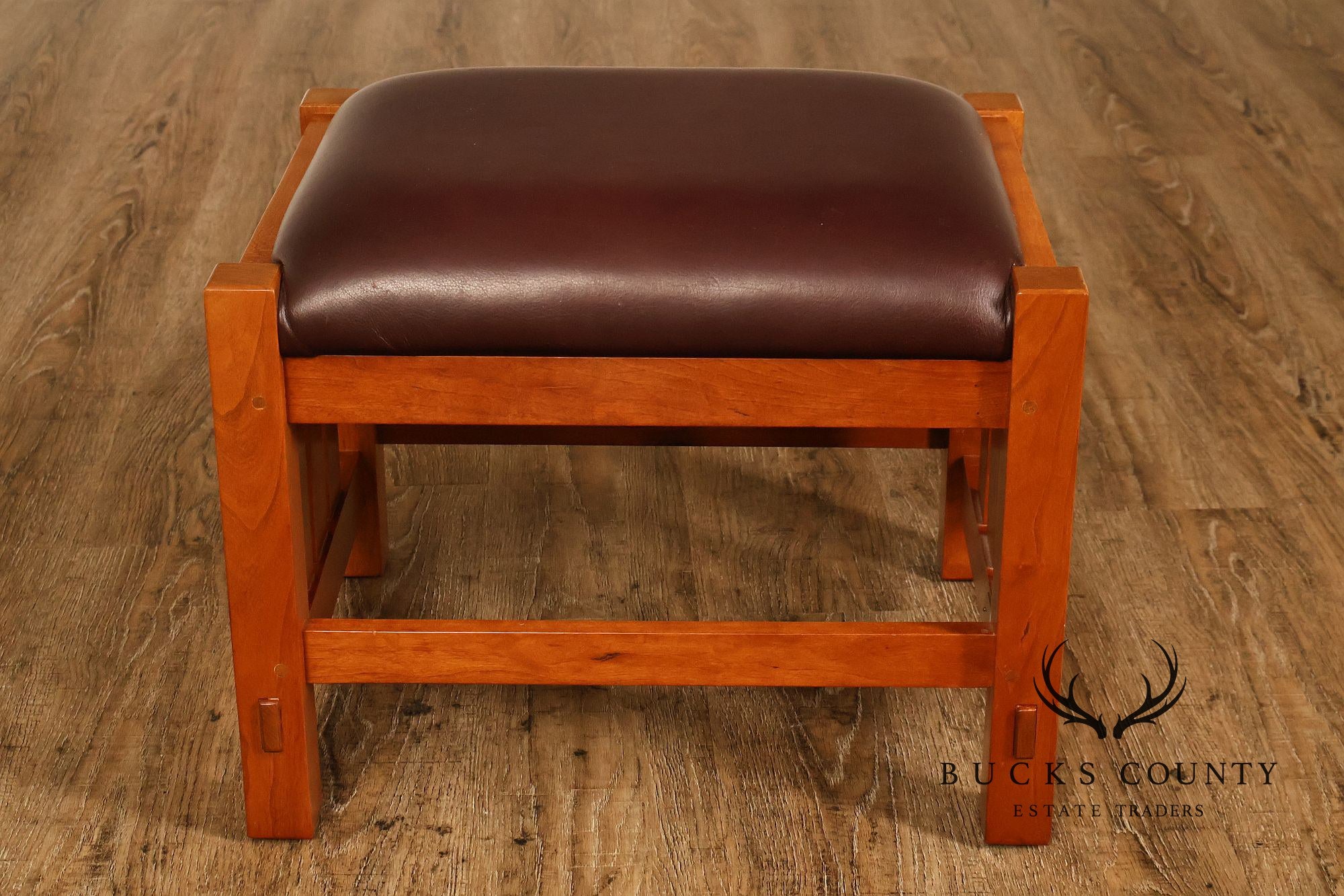 Stickley Mission Collection Cherry and Leather Footstool