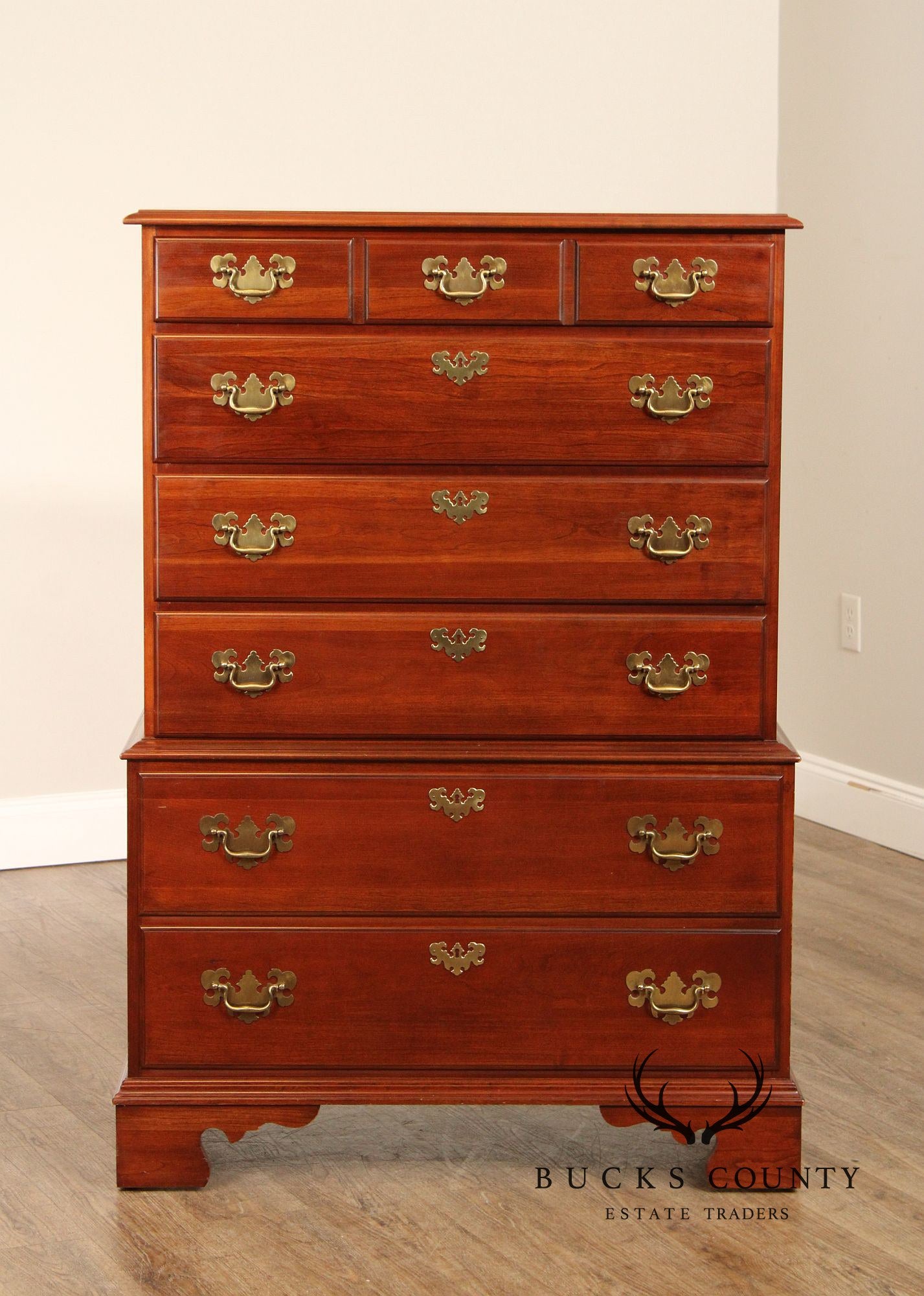 Pennsylvania House Chippendale Style Cherry Chest on Chest