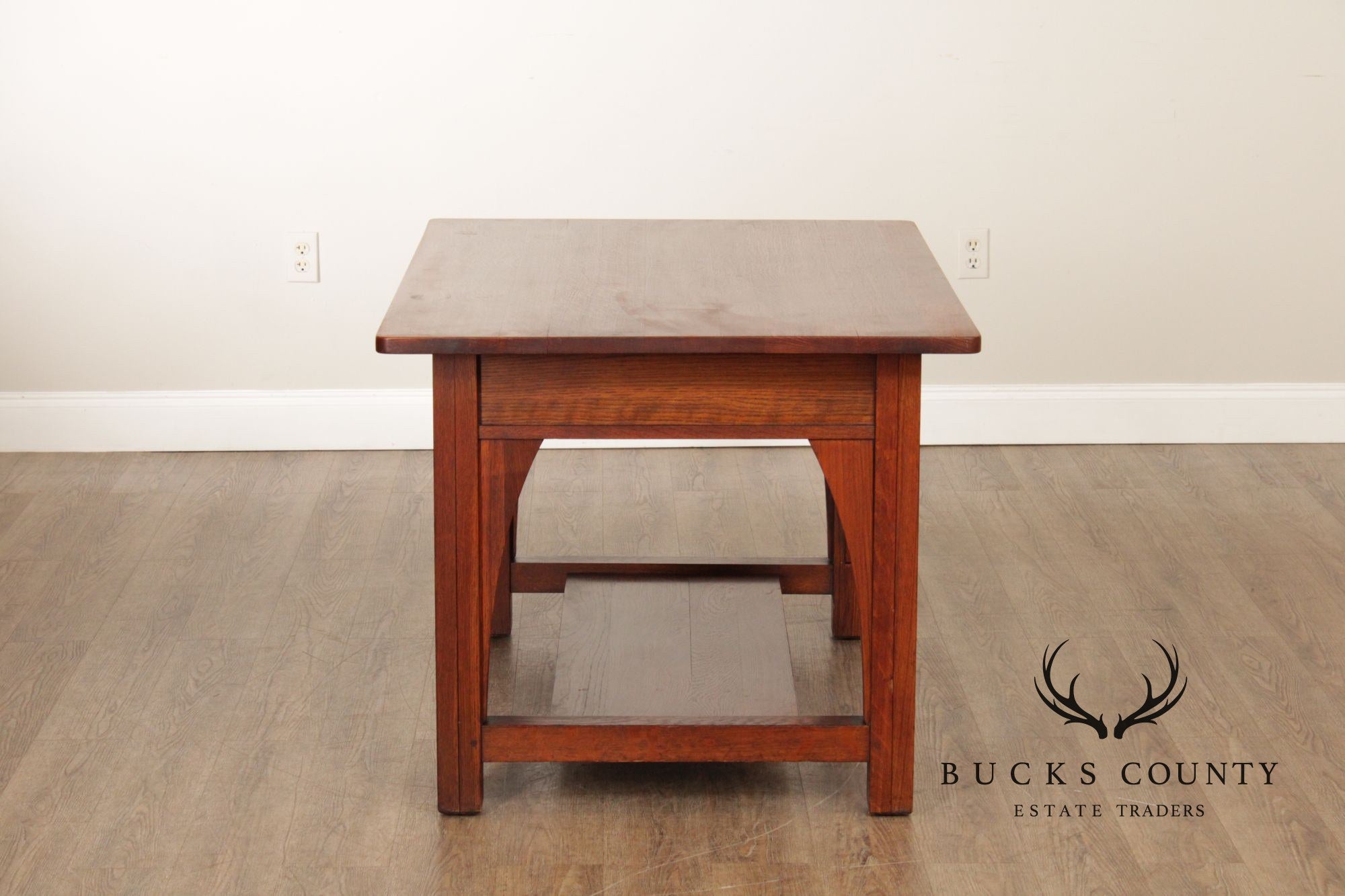 Limbert Mission Oak Two-Drawer Library Table