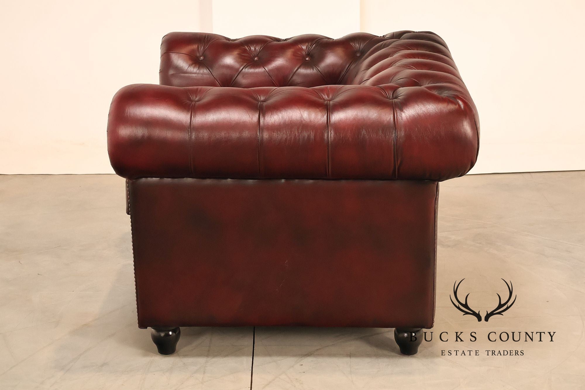 Chesterfield Style Pair of Oxford Red Leather Club Chairs