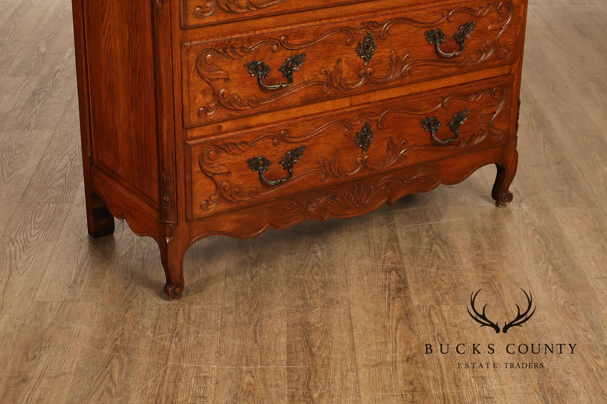French Louis XV Style Carved Oak Chest Of Drawers