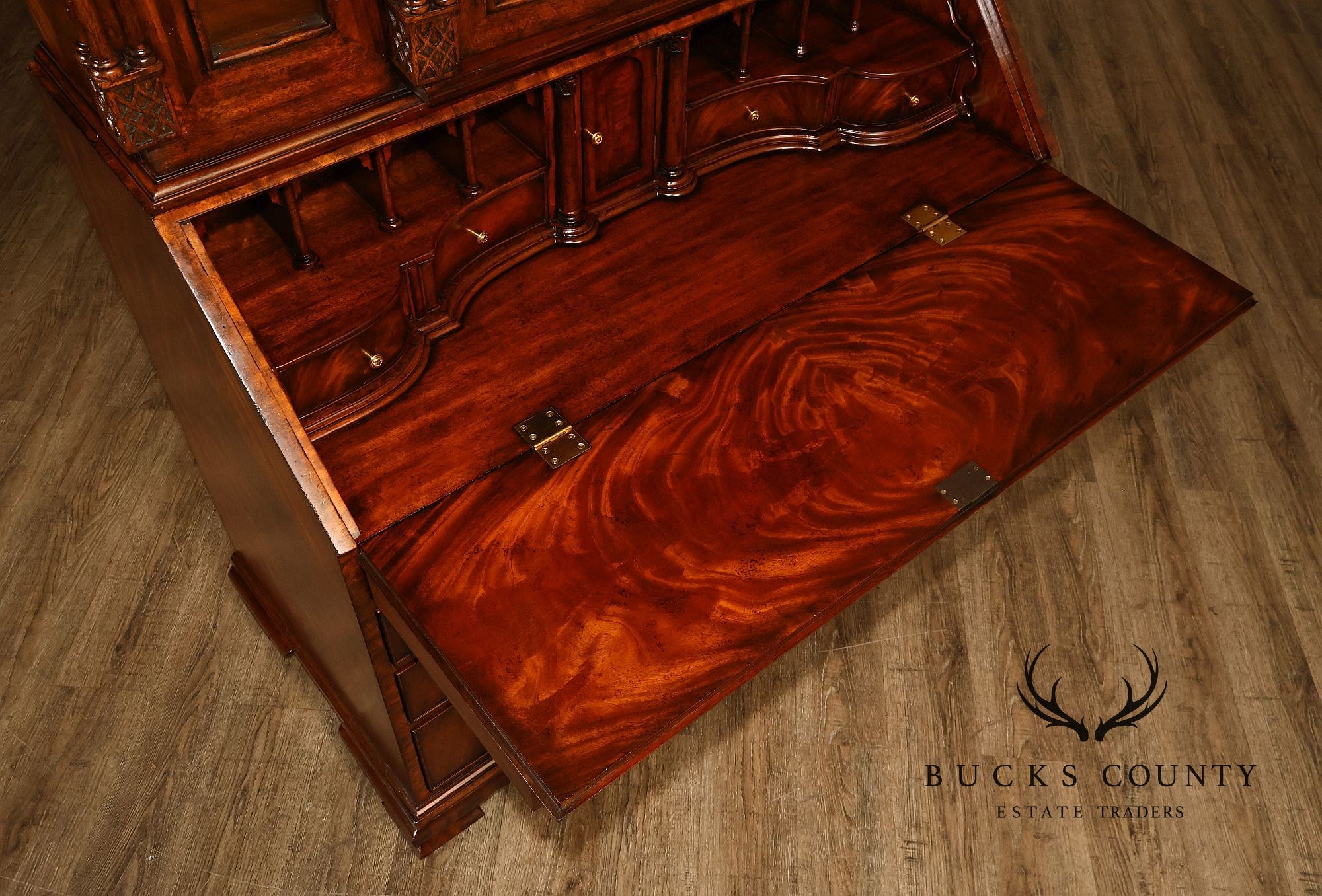 Maitland Smith Georgian Style Mahogany Secretary Bookcase