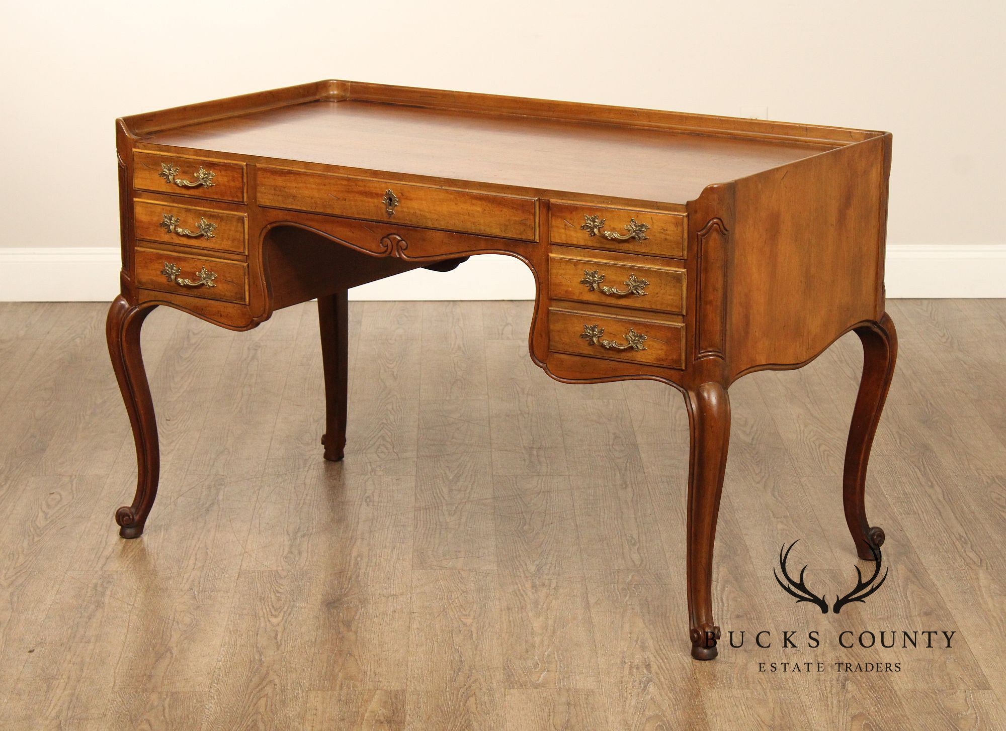 Baker Furniture French Louis XV Style Walnut Writing Desk