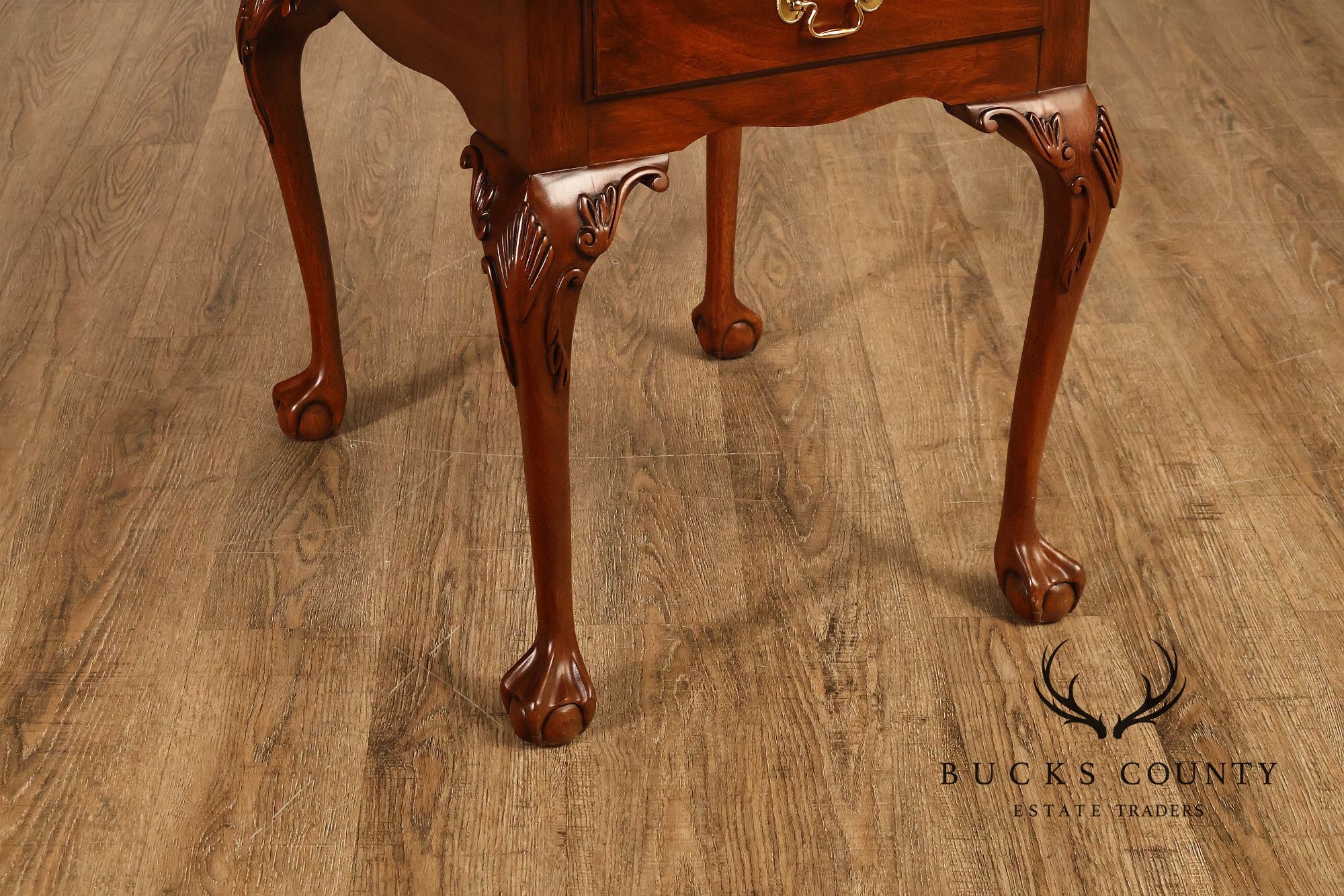 Henkel Harris Chippendale Style Mahogany One Drawer Lamp End Table