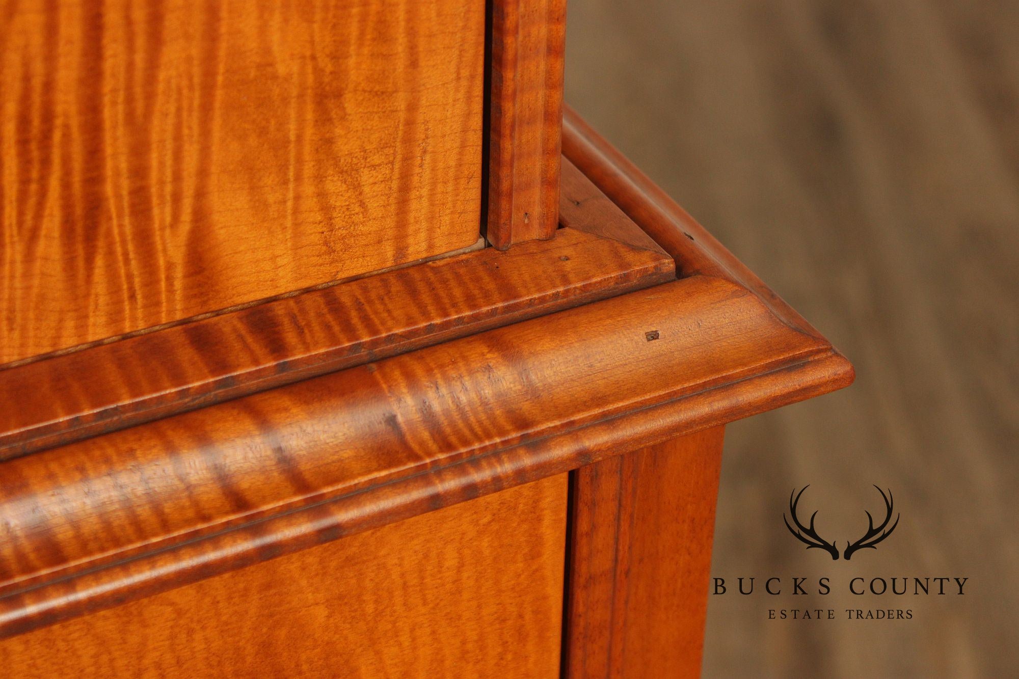 Simms & Thayer Queen Anne Style Tiger Maple Highboy