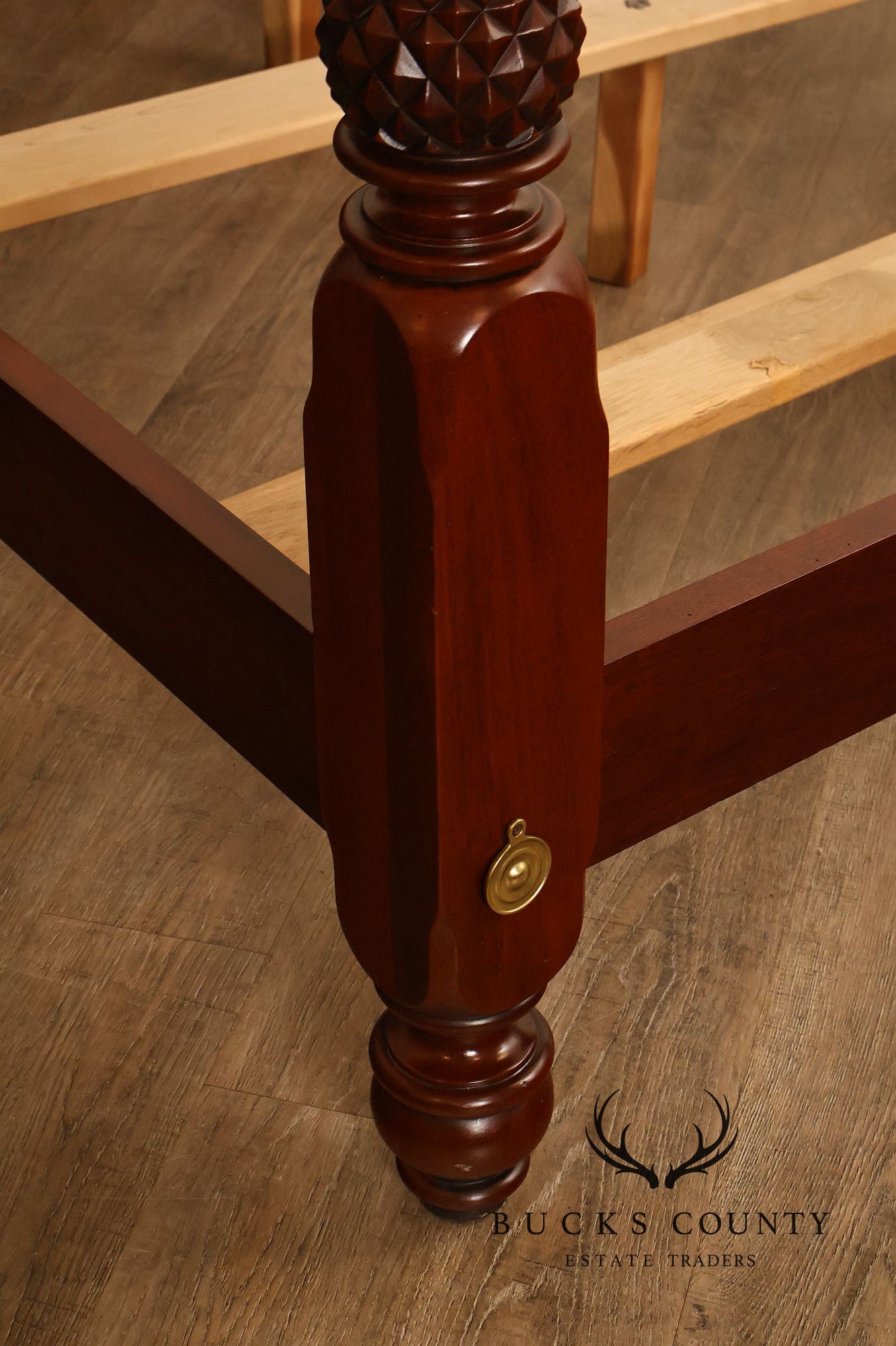 Carved Mahogany Four-Poster Queen Bed Frame