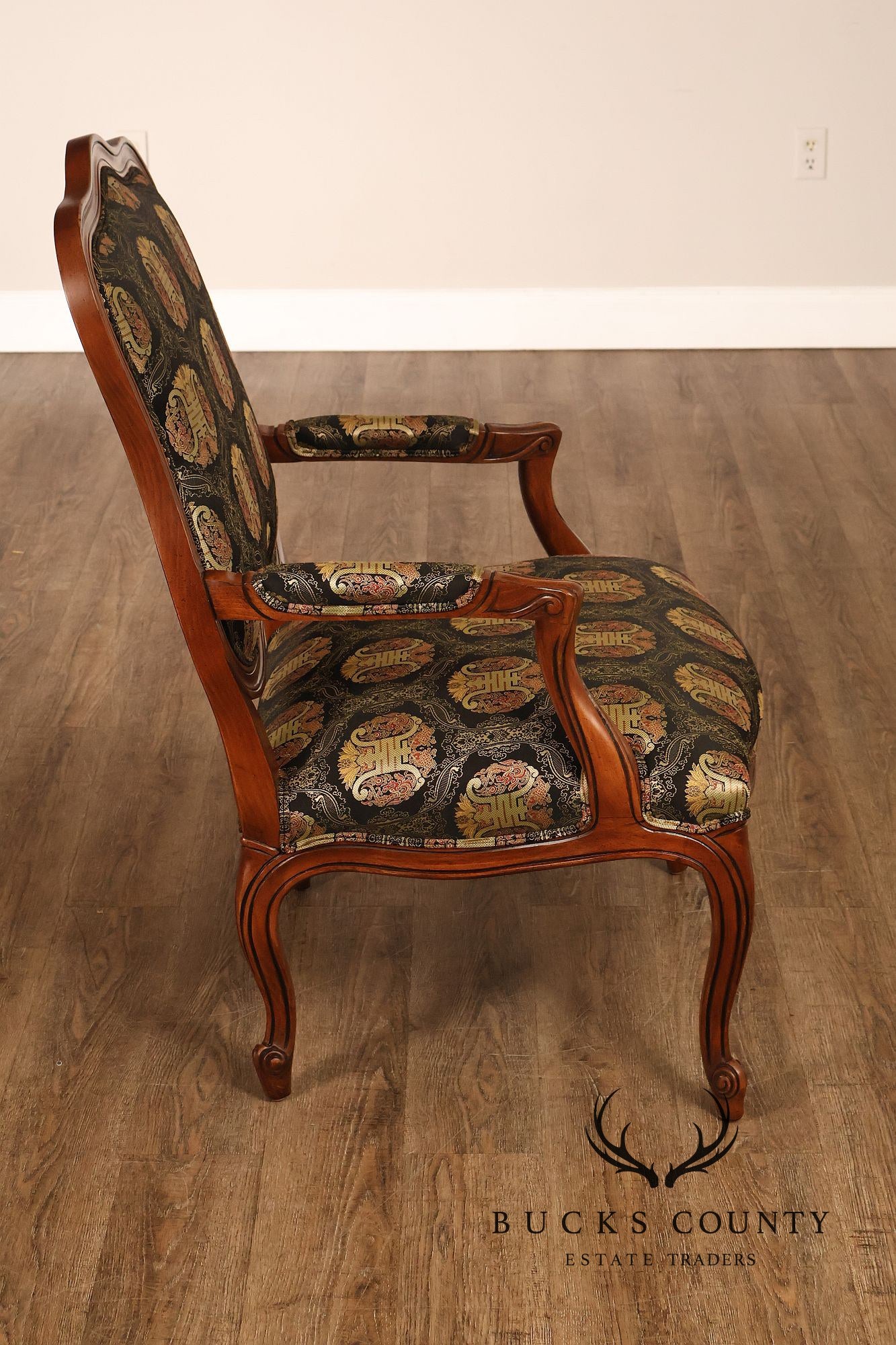 Ethan Allen French Louis XV Style Pair of Fauteuil Armchairs