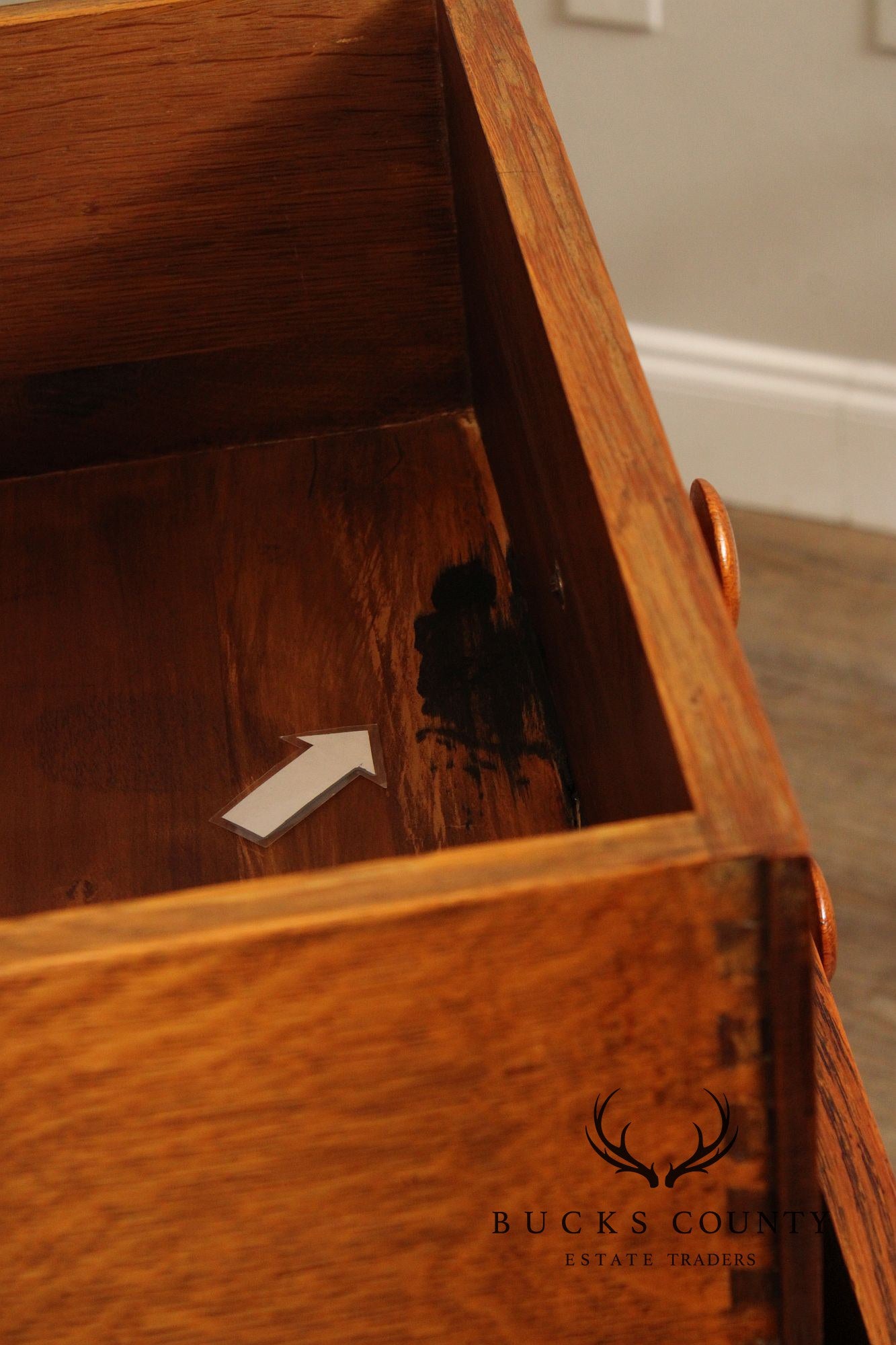 Antique L. & J.G. Stickley Mission Oak Tall Chest of Drawers