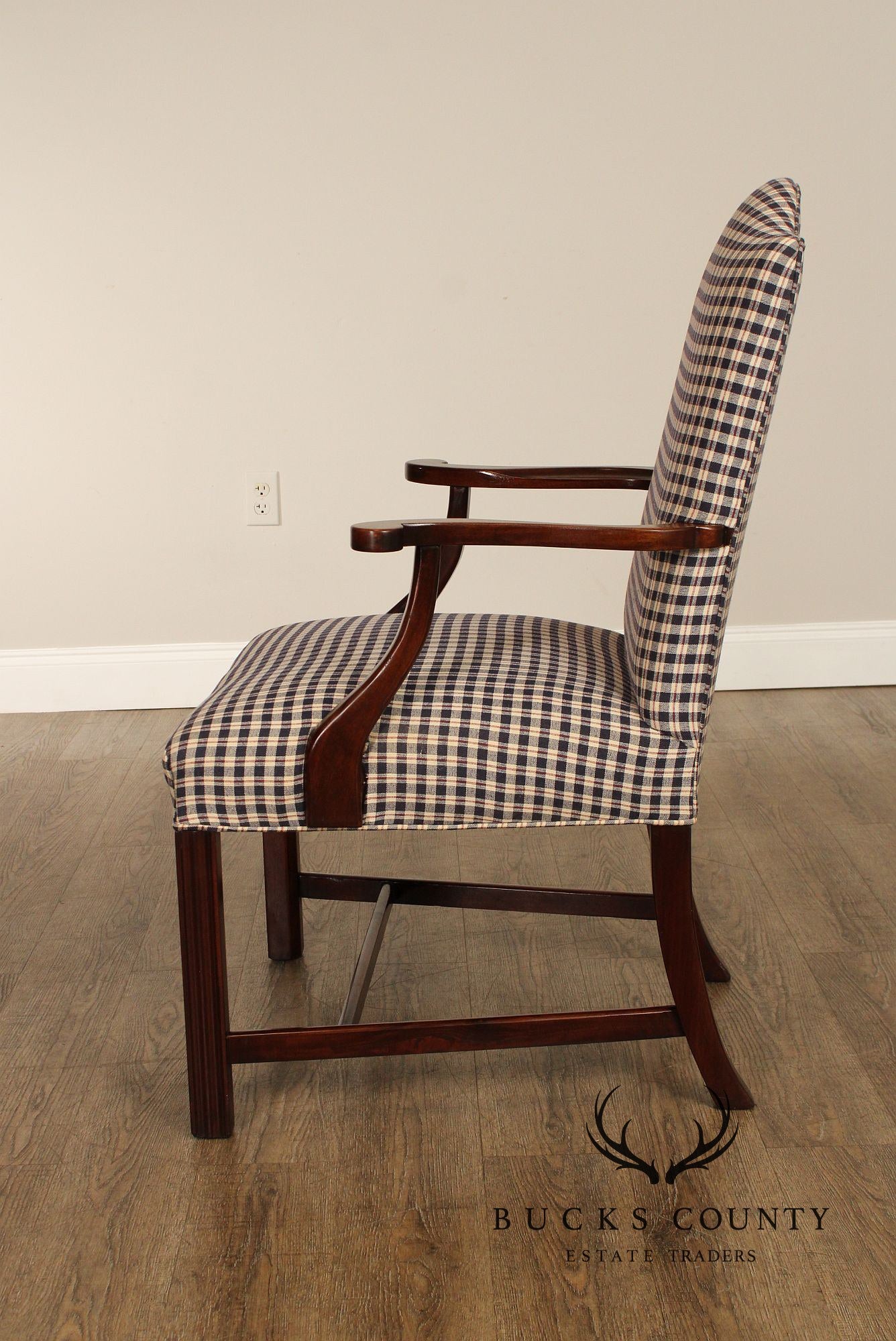 Chippendale Style Carved Mahogany Library Armchair, Most Likely By Hickory Chair (Not Labeled)