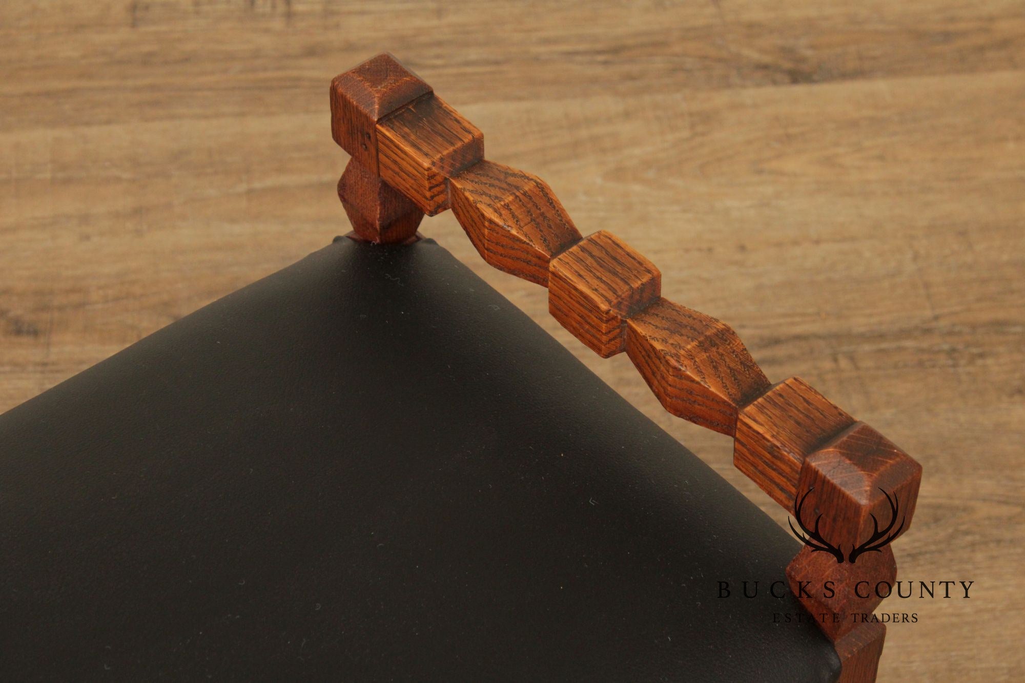 Unusual Antique Arts & Crafts Carved Oak Bench