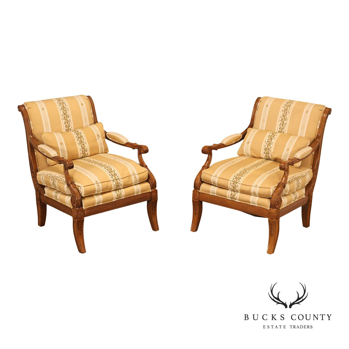Sherrill Furniture Regency Style Pair of Bergere Armchairs
