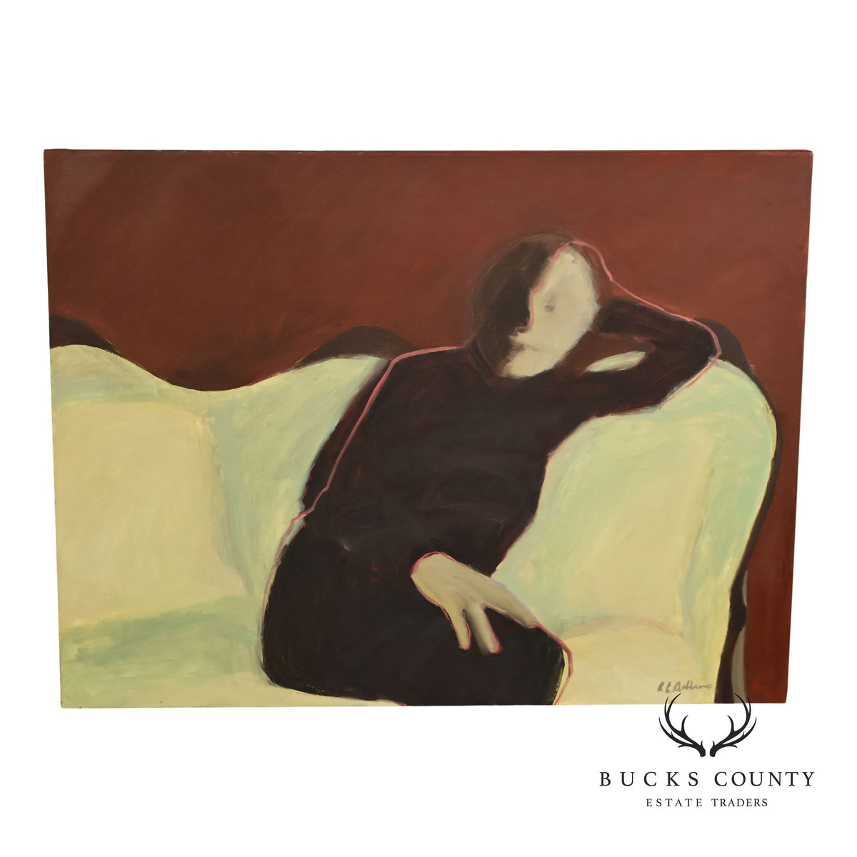 Anne Cooper Dobbins Oil Painting, On The Victorian Loveseat