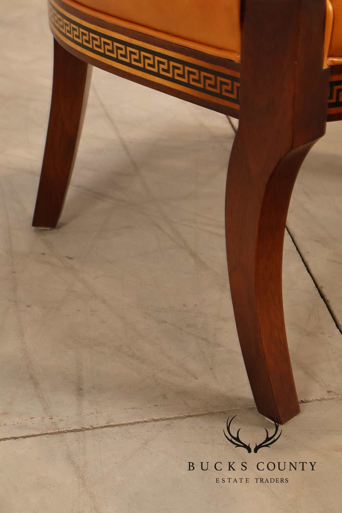 Neoclassical Empire Style Pair Of Mahogany And Leather Armchairs