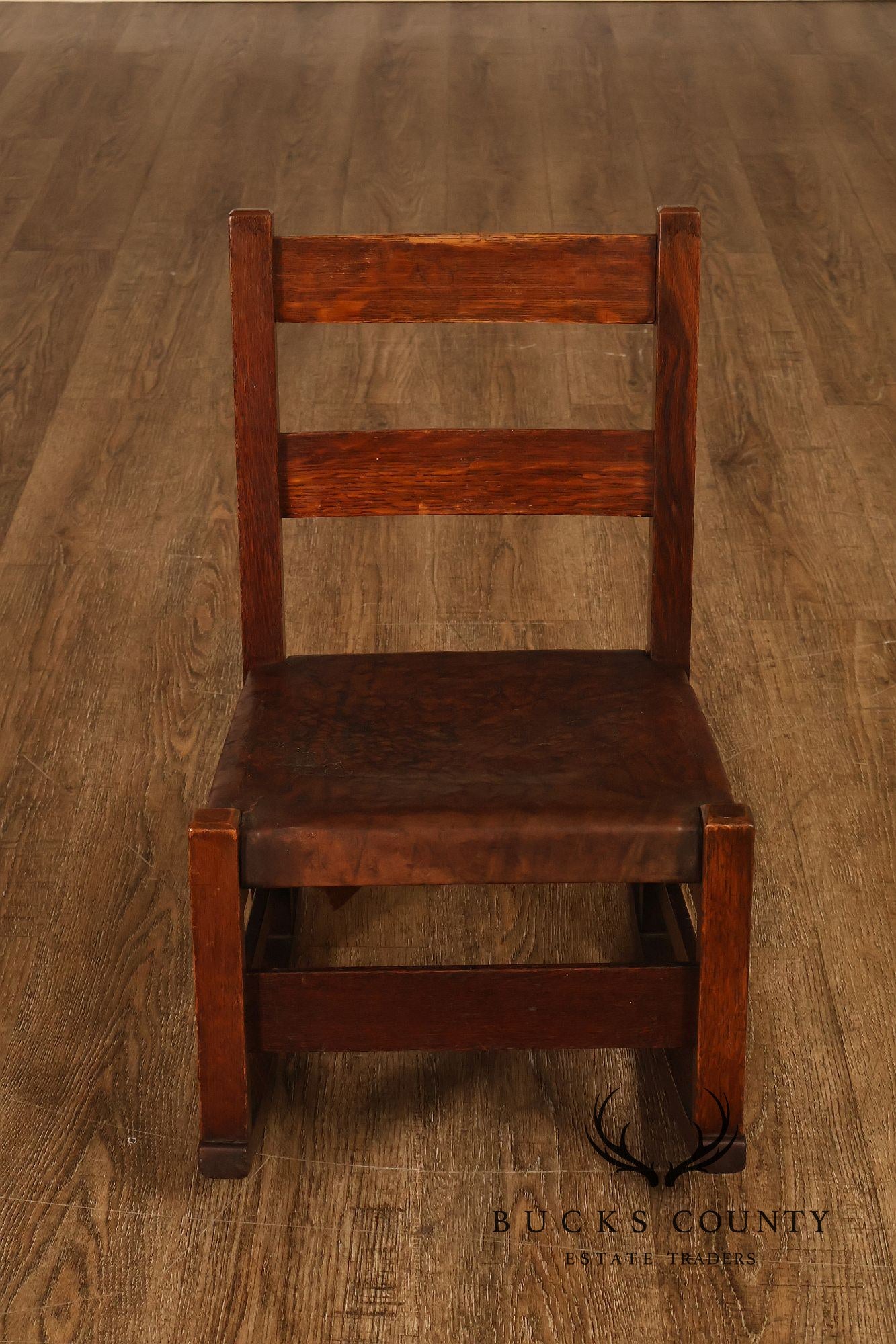 Antique Gustav Stickley Arts And Crafts Oak Child's Chair And Rocker