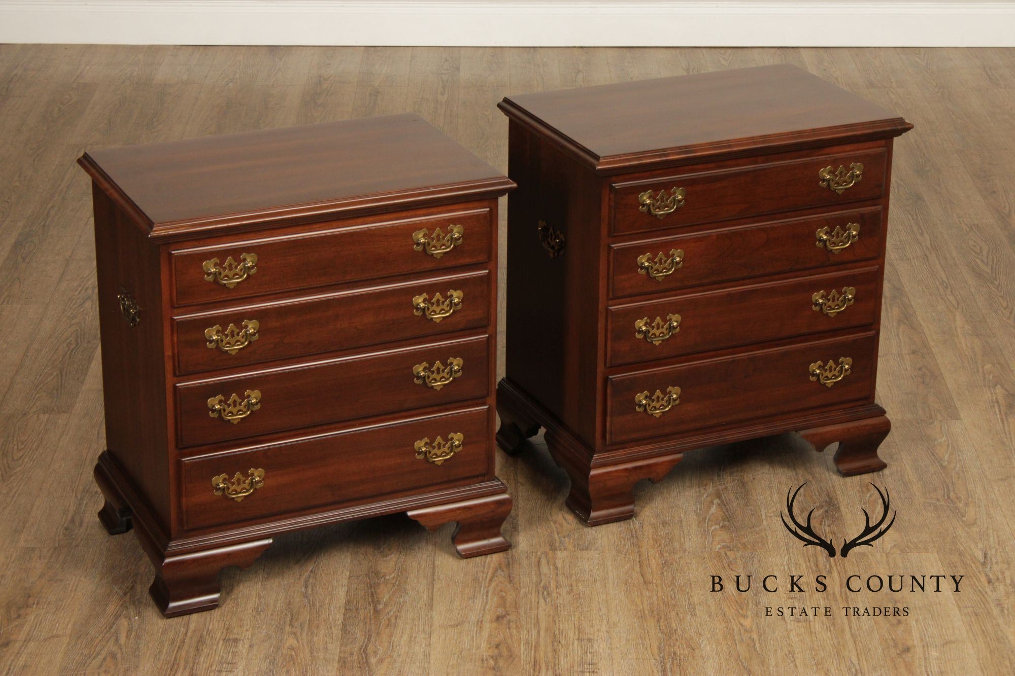 Ethan Allen 'Georgian Court' Pair of Cherry Nightstand Chests
