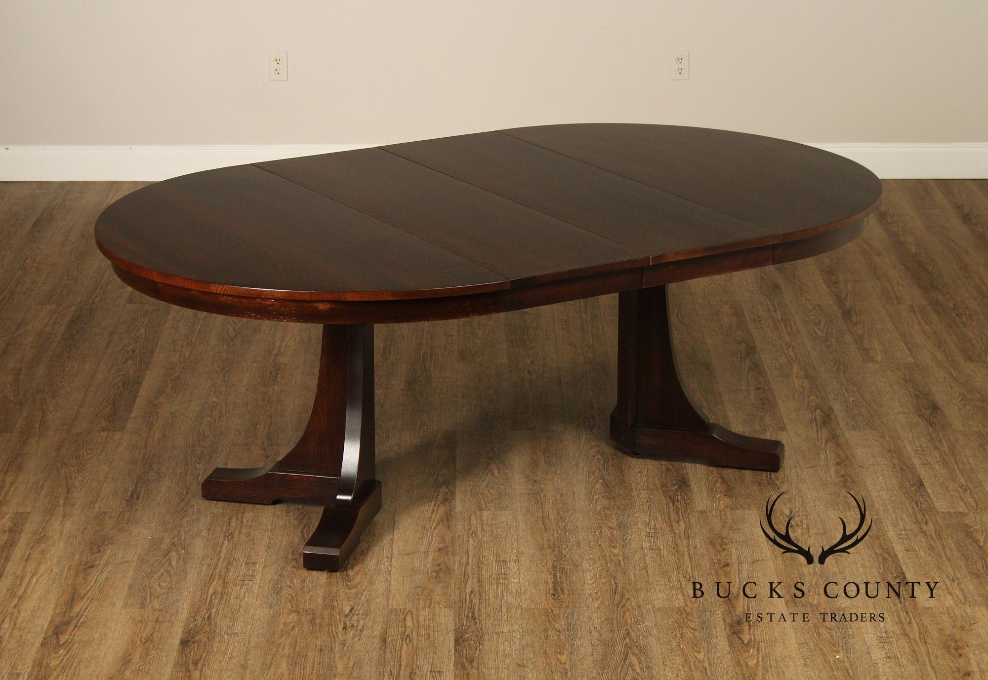 Stickley Mission Collection Round Oak Extendable Dining Table