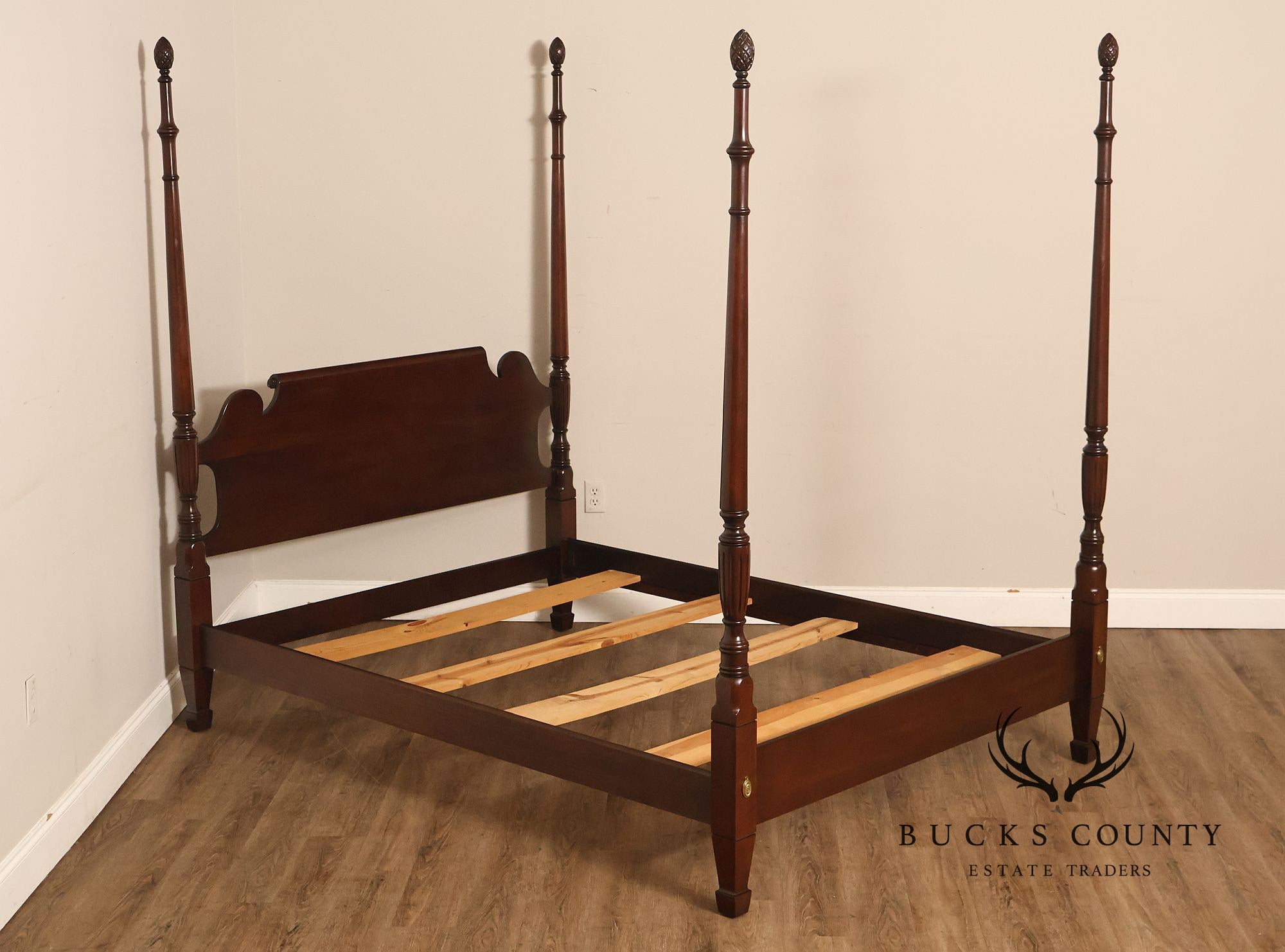 Statton Vintage Carved Cherry Queen Poster Bed