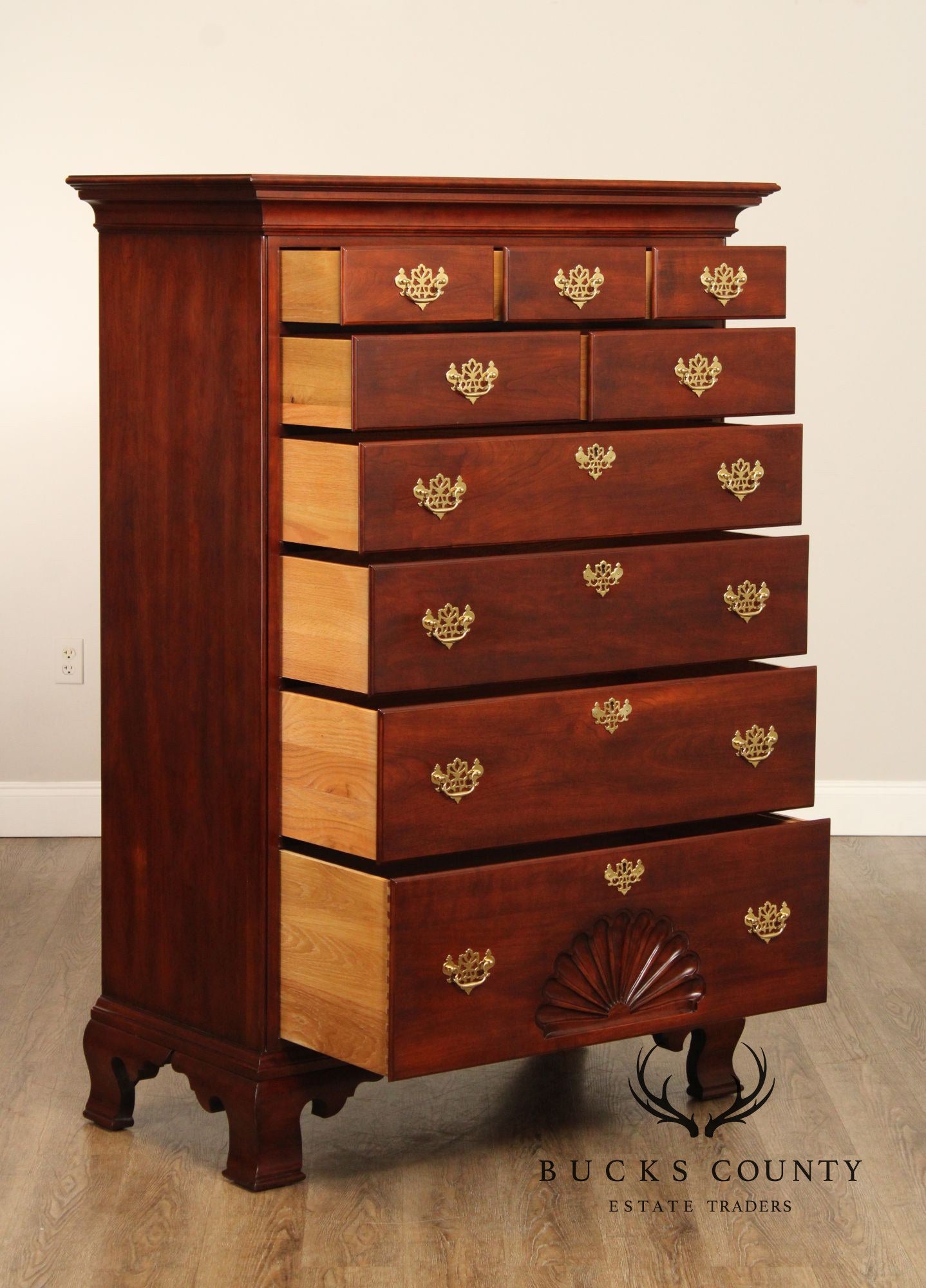 Statton Chippendale Style Cherry Tall Chest