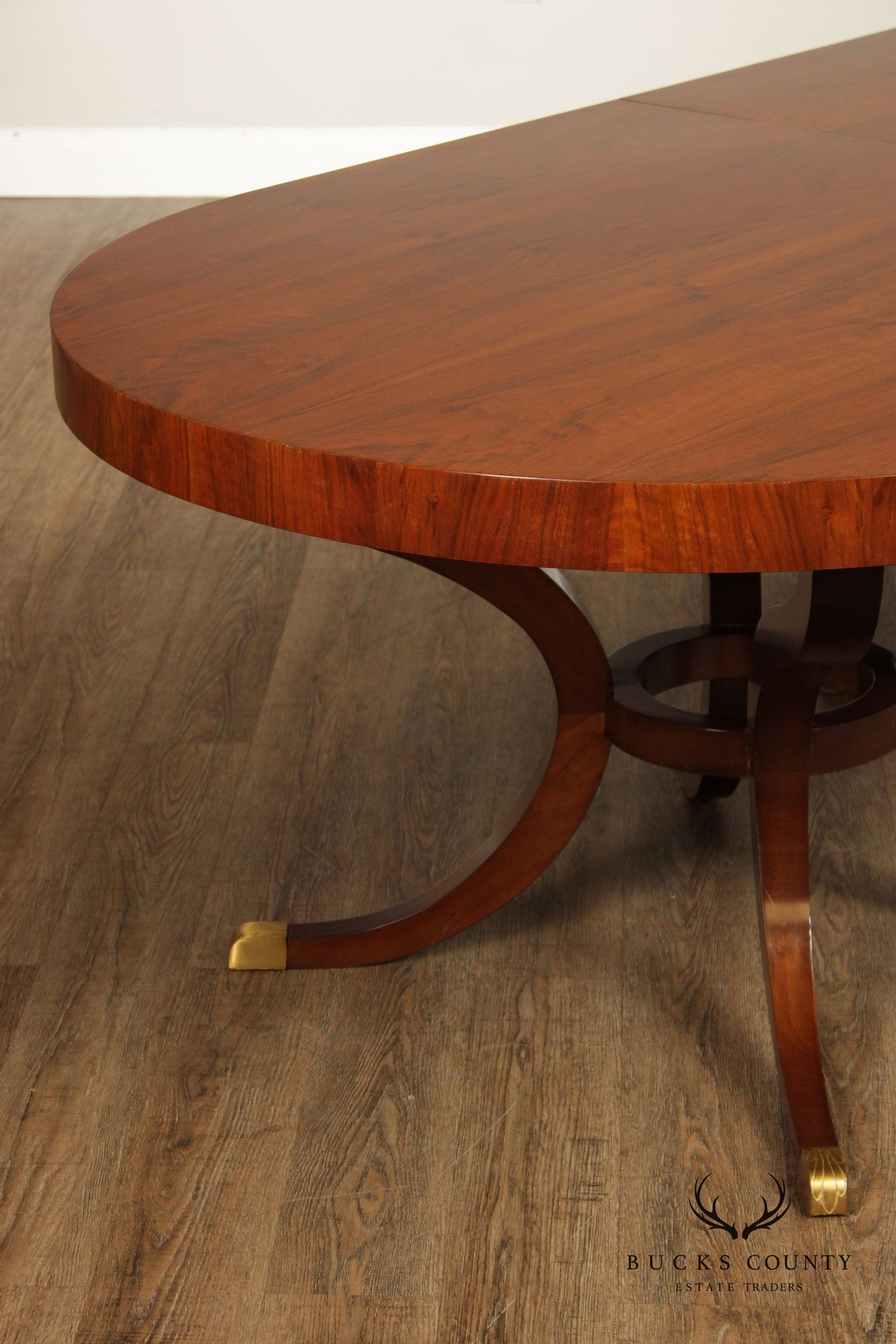 Acanto Luxury Furniture French Art Deco Style Oval Walnut Extendable Dining Table