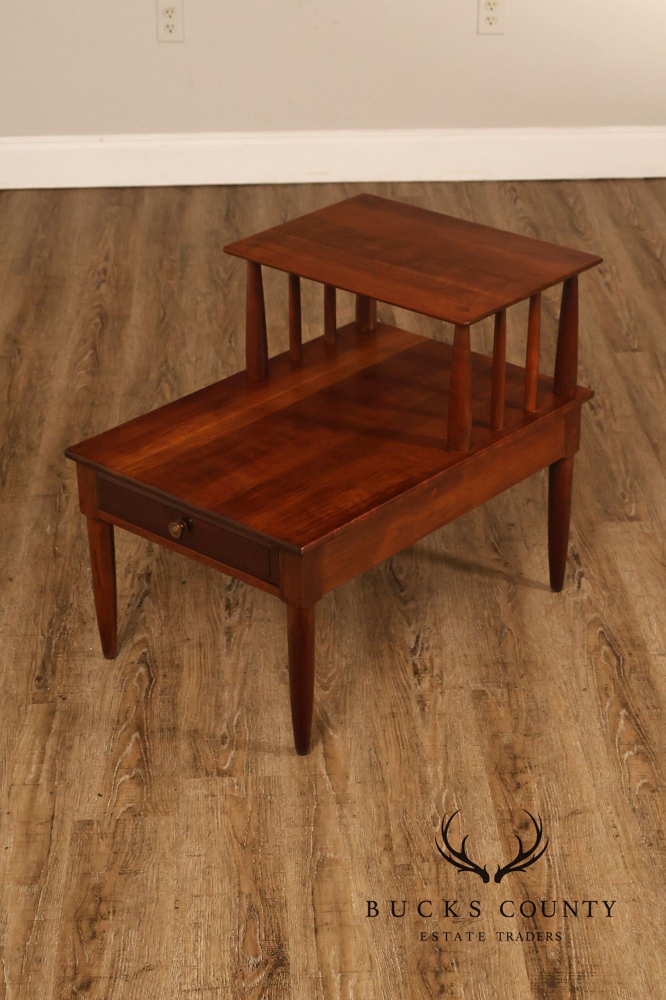 Willett Mid Century Modern Cherry Two Tier Step End Table