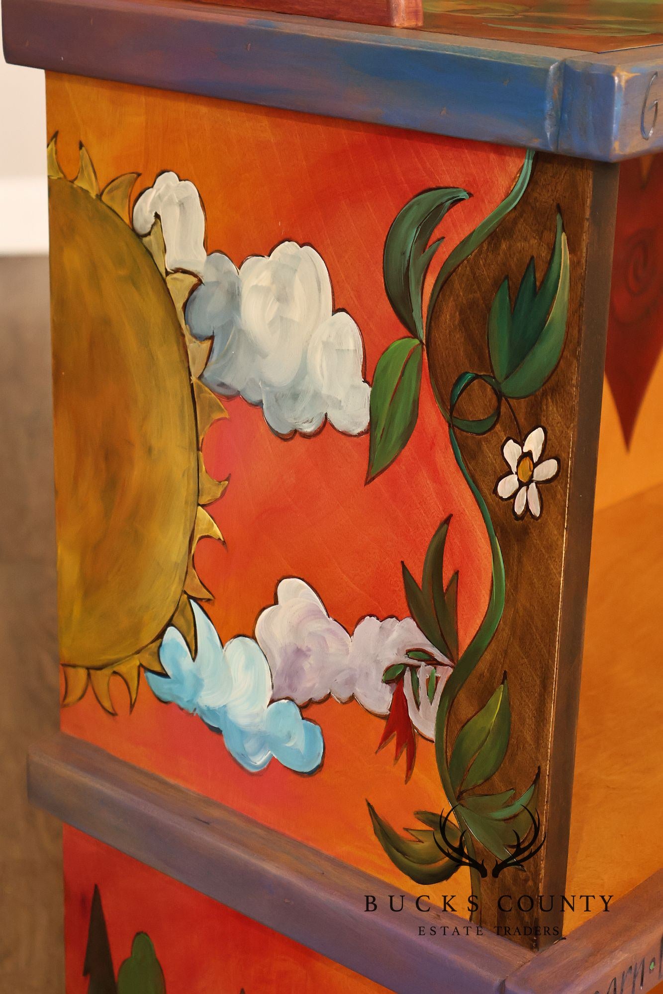 Sticks Artisan Hand Painted Open Bookcase
