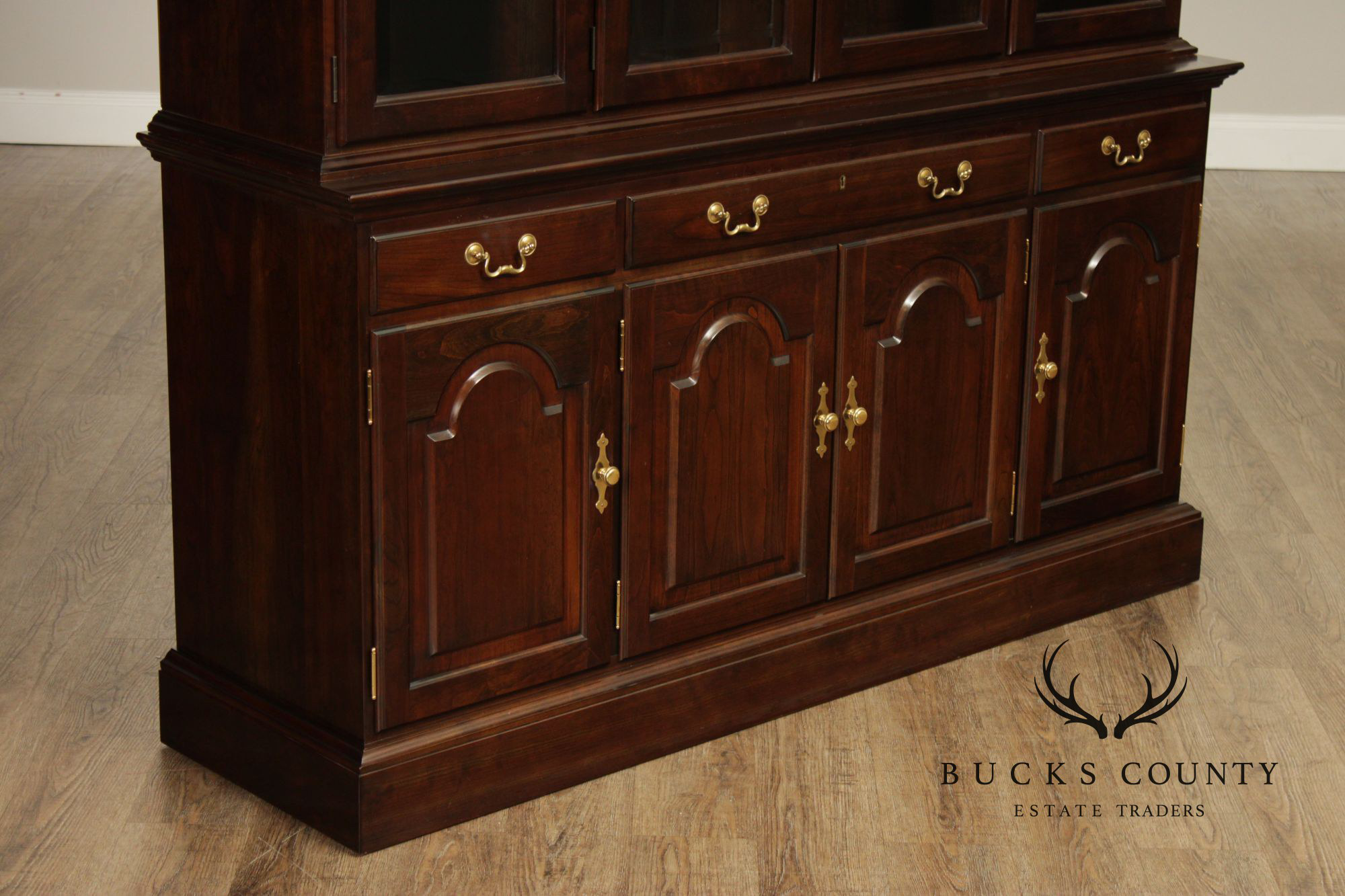 Stickley Traditional Style Cherry Lighted China Cabinet Hutch
