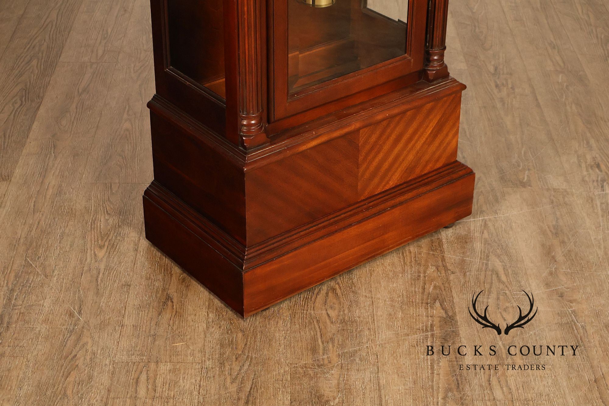 Howard Miller Mahogany Grandfather Clock With Brass Dial And Weights