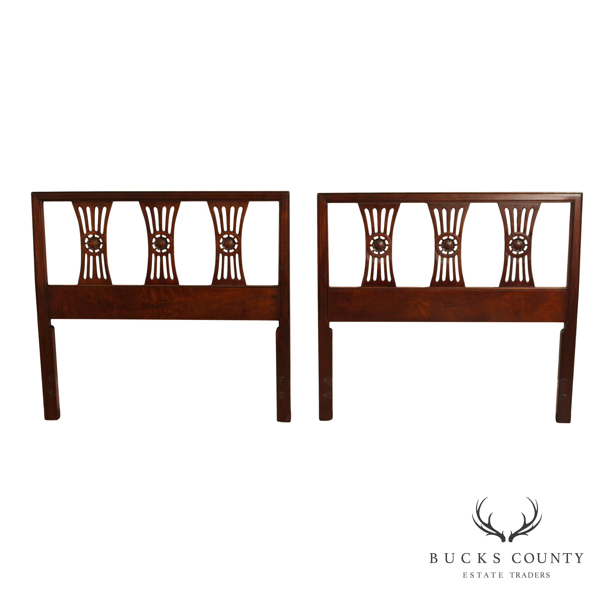 Henredon  Regency Style Vintage Pair of Mahogany Twin Headboards