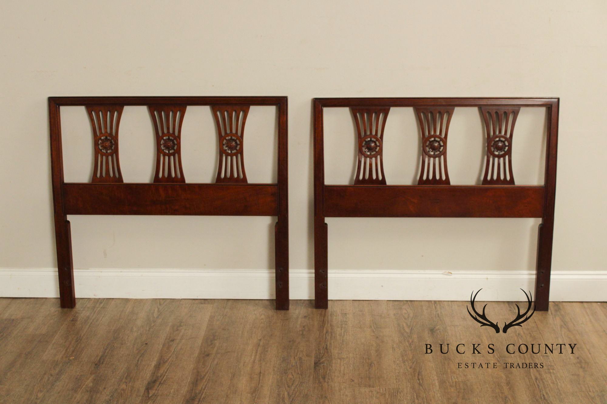 Henredon  Regency Style Vintage Pair of Mahogany Twin Headboards