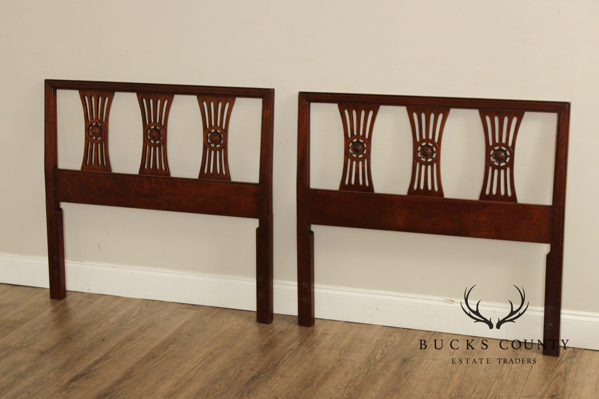Henredon  Regency Style Vintage Pair of Mahogany Twin Headboards