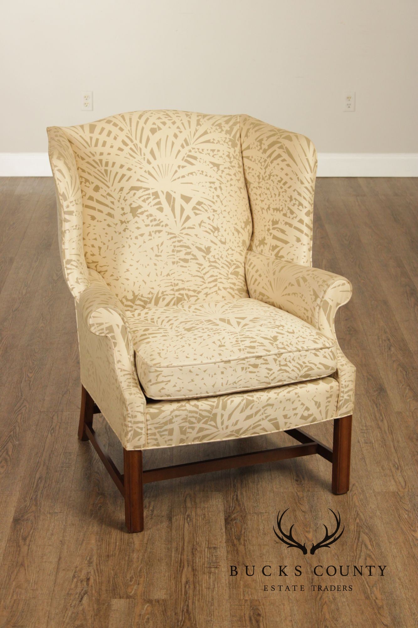 Drexel Chippendale Style Pair of Wingback Armchairs