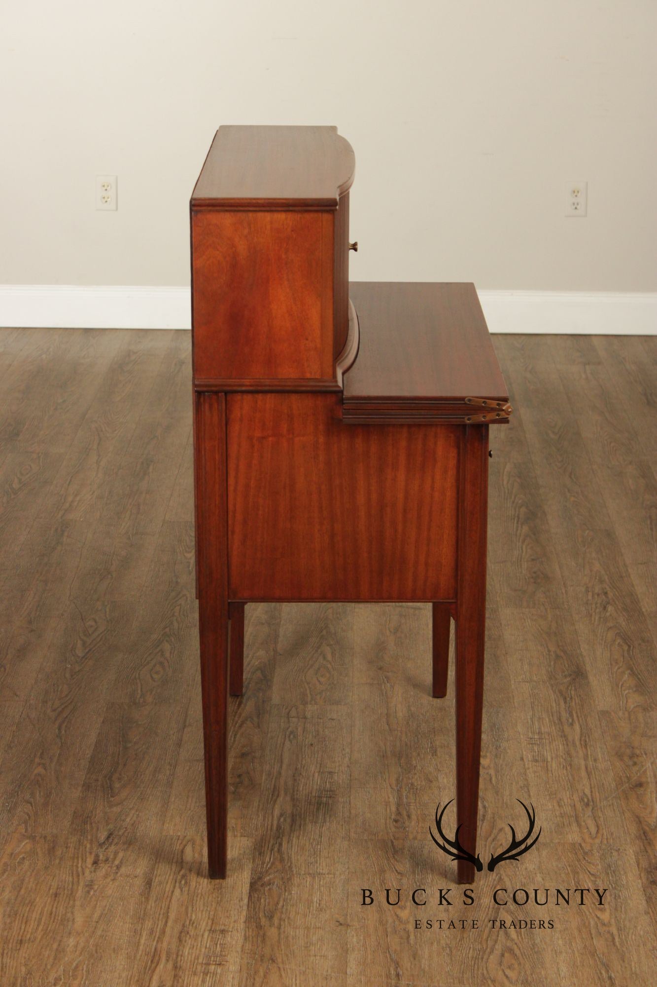 Federal Style Vintage Mahogany Tambour Door Writing Desk