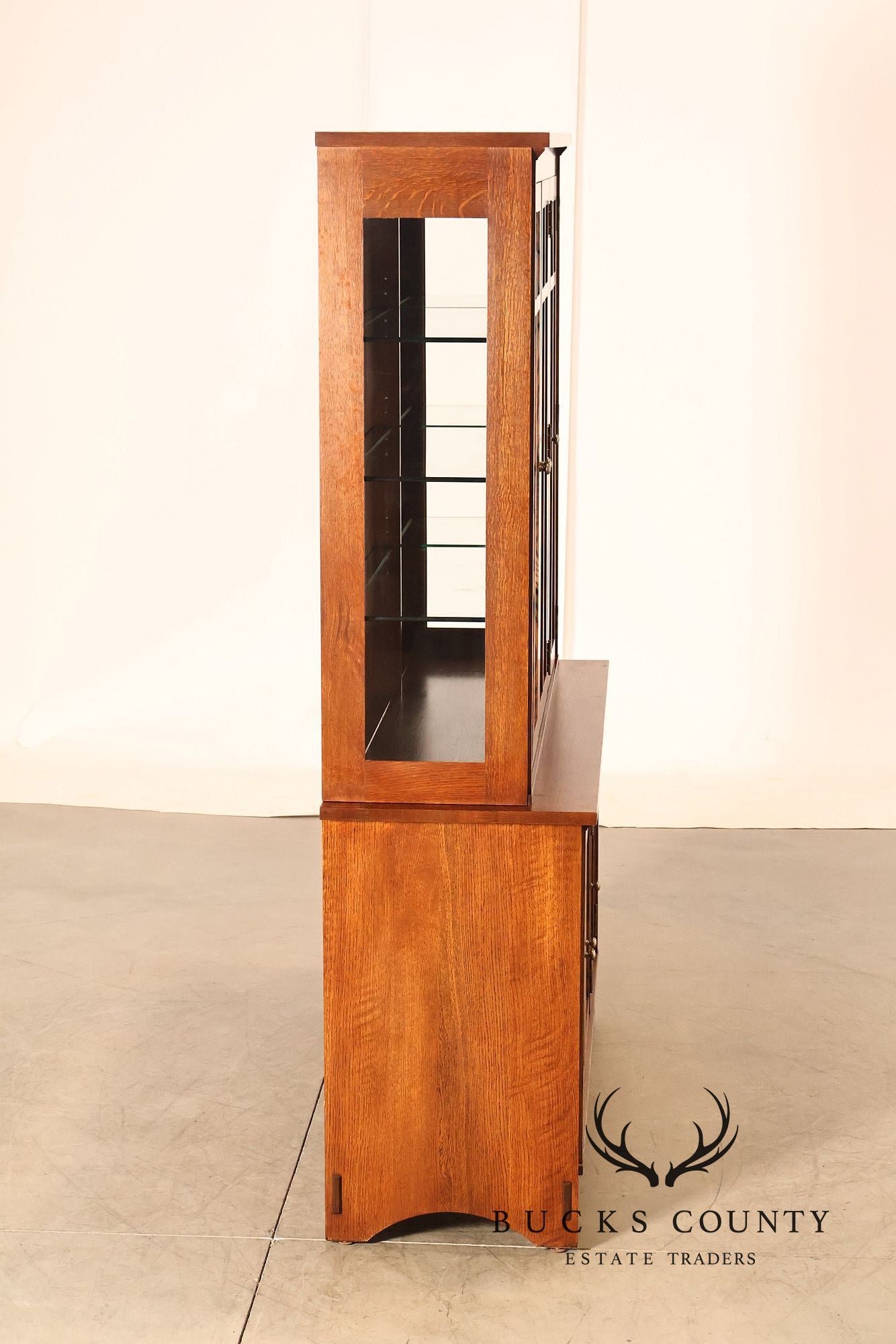 Stickley Mission Collection Oak Harvey Ellis Inlaid China Cabinet