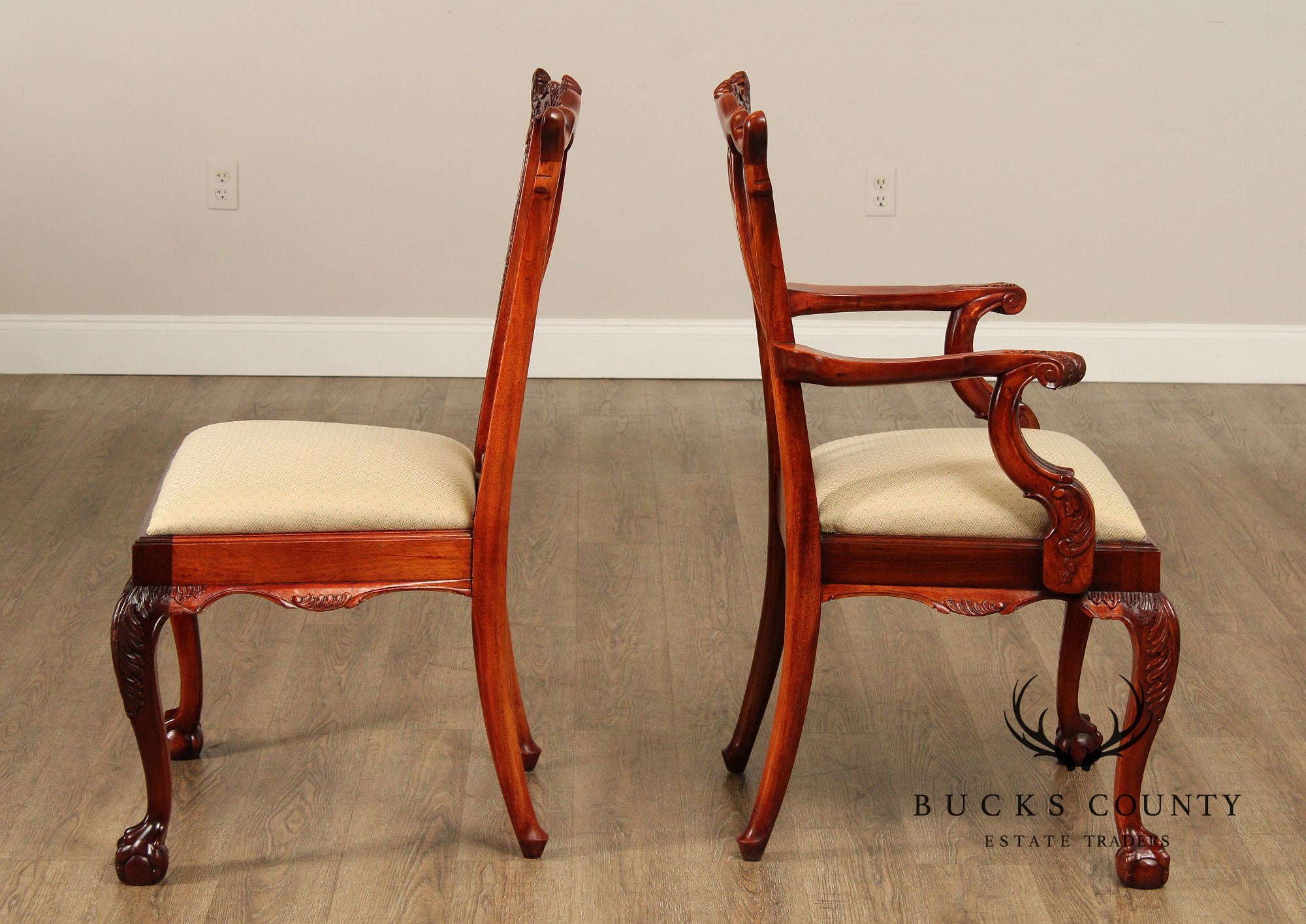 Chippendale Style Set Of Ten Carved Mahogany Dining Chairs