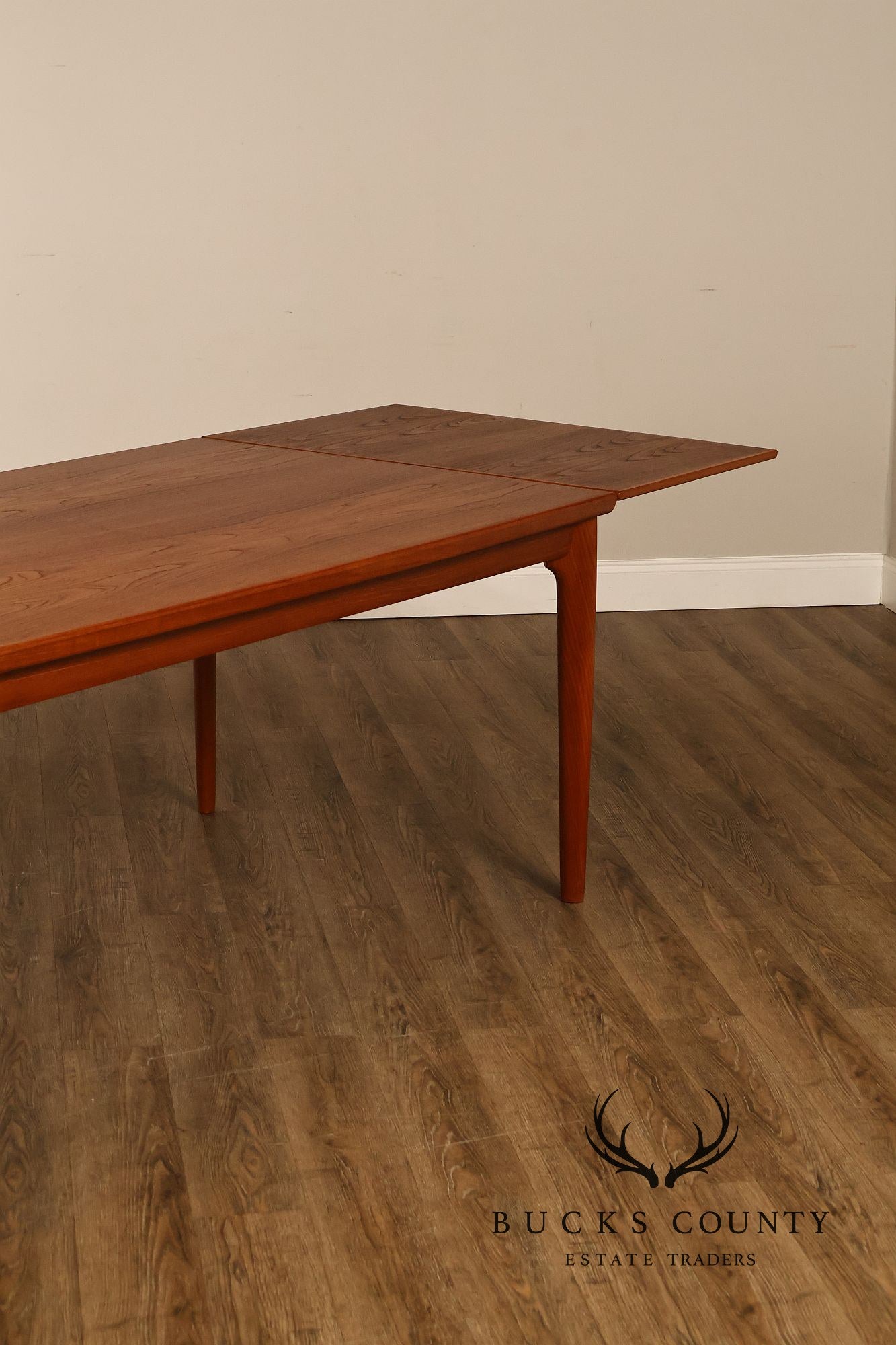 Danish Modern Teak Draw-Leaf Dining Table