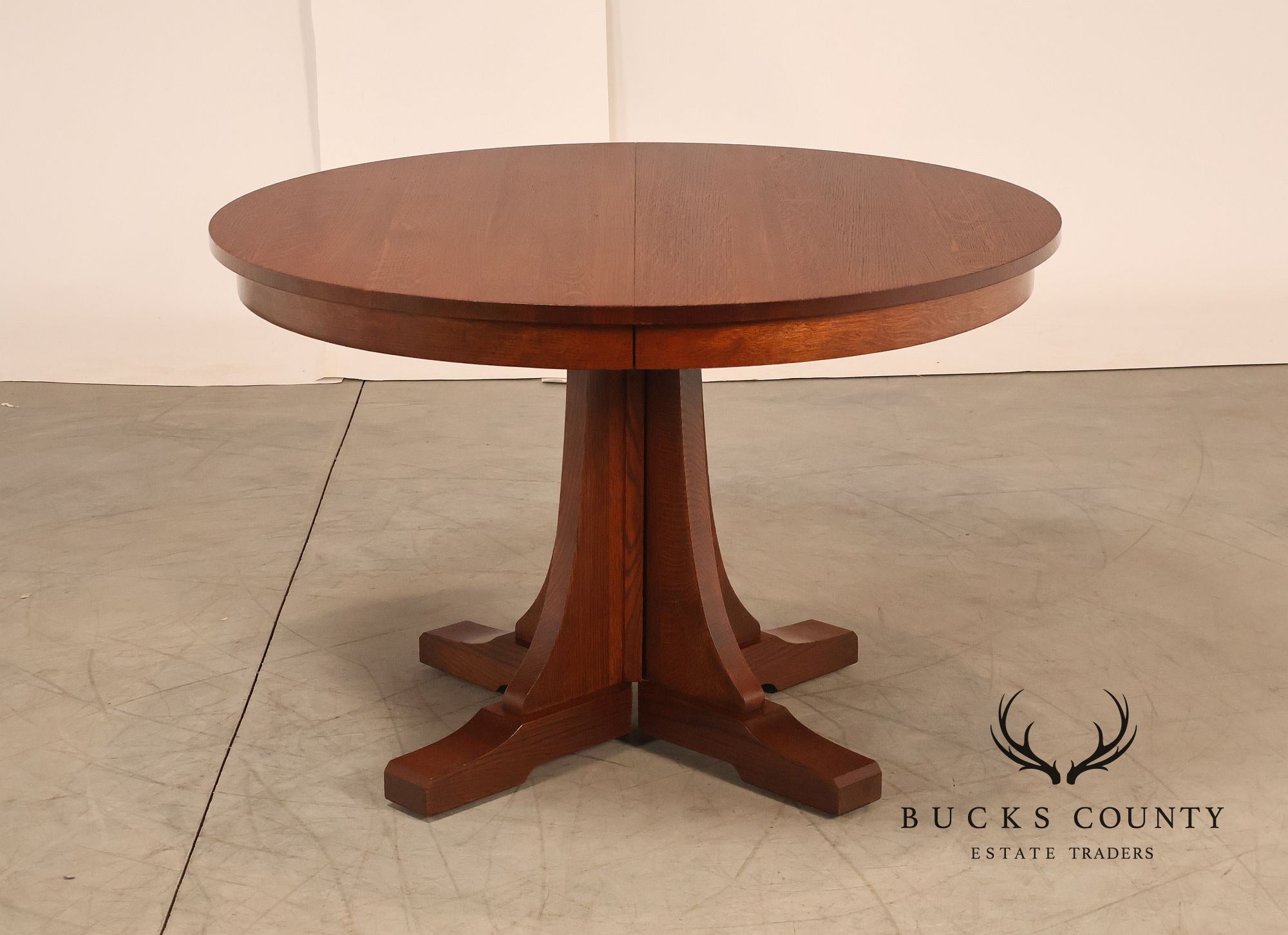 Stickley Mission Collection 46" Round Oak Pedestal Dining Table