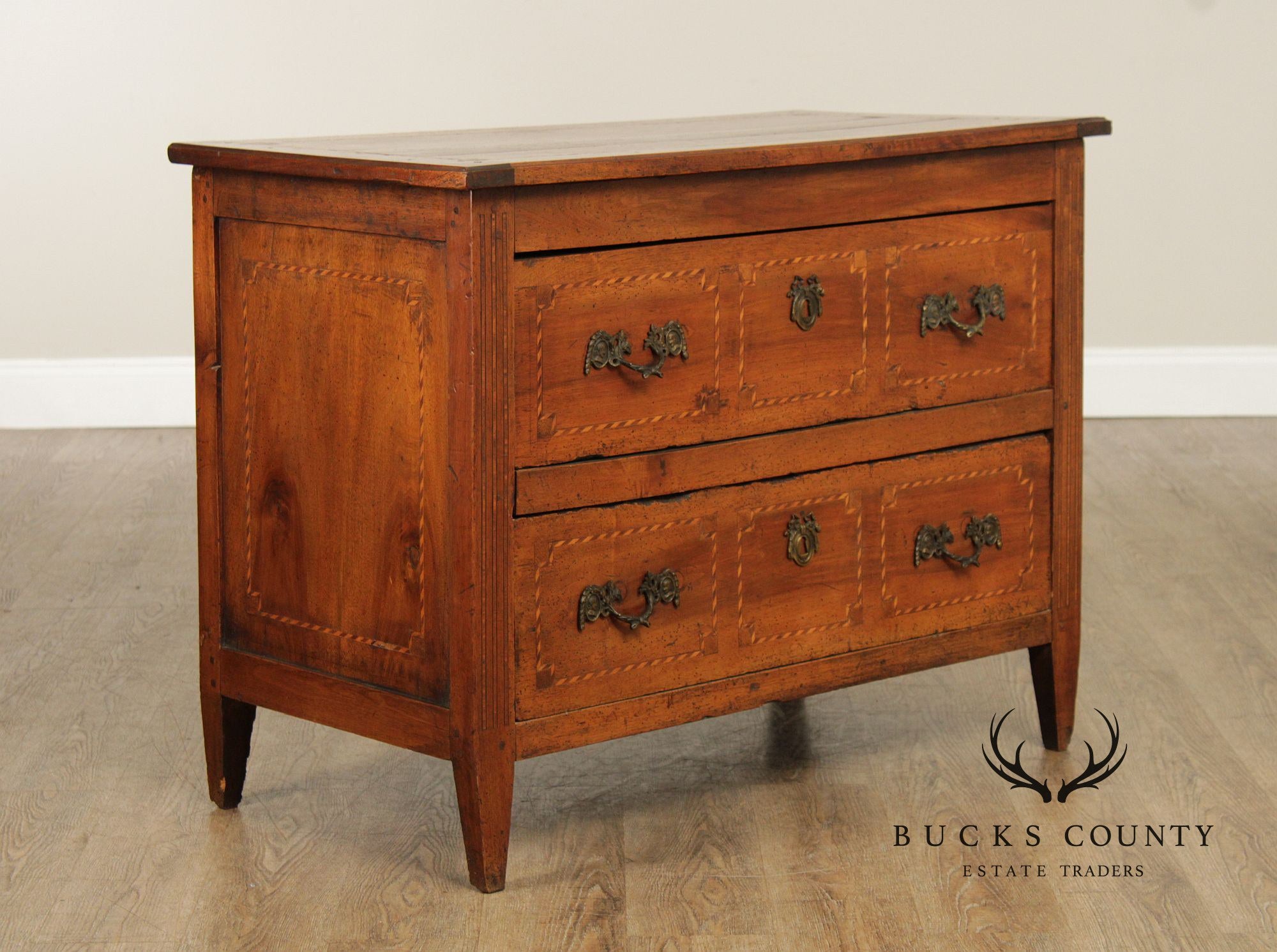 Antique 18th Century French Louis XVI Inlaid Walnut Commode