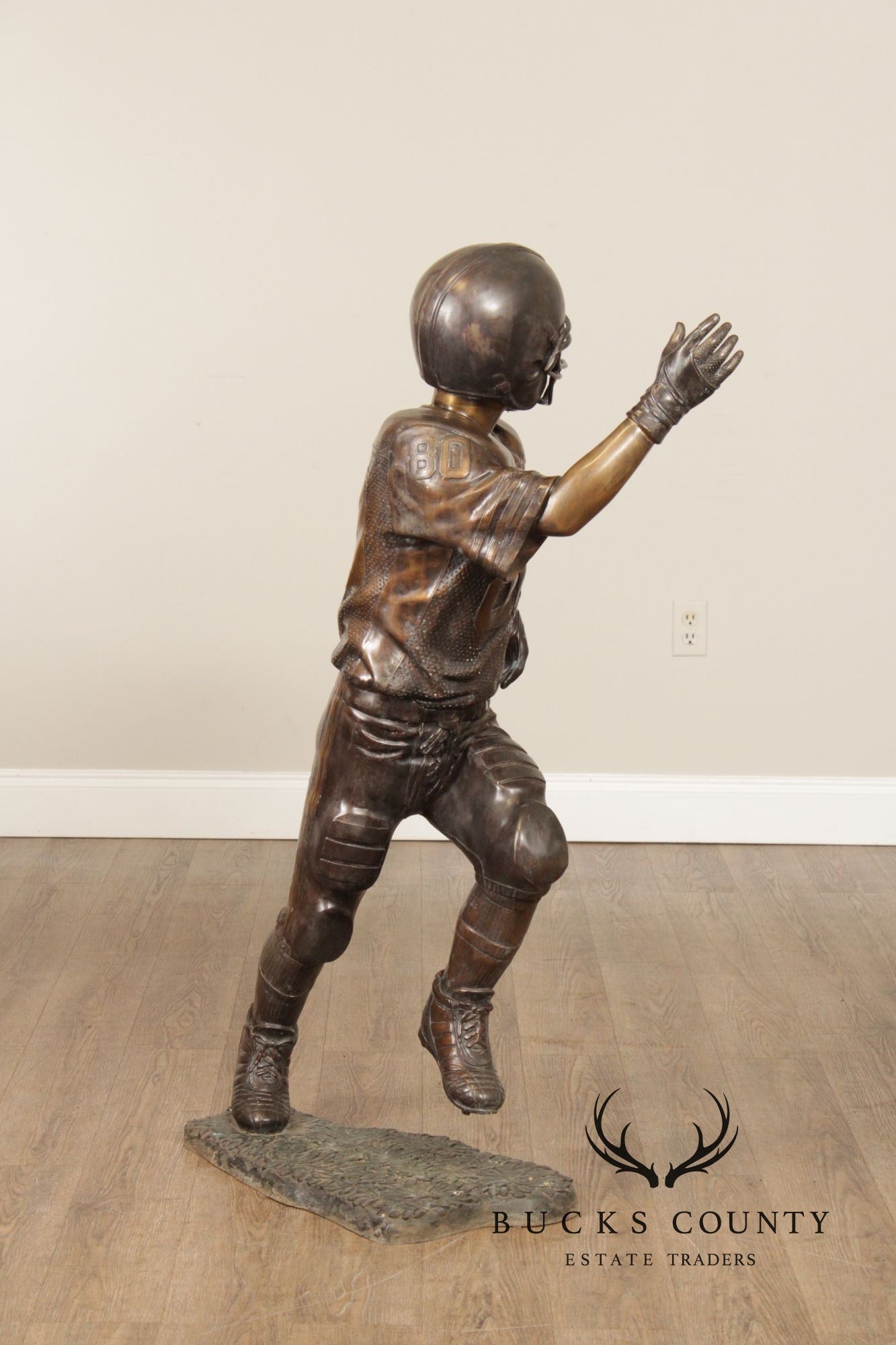 Bronze Garden Statue Of A Football Player