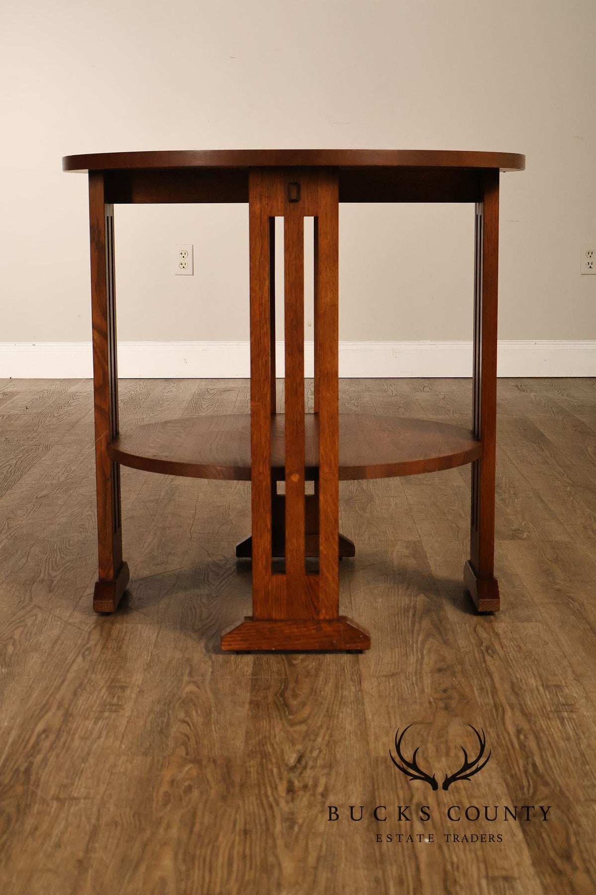 Stickley Mission Collection Oak Round Lamp Table