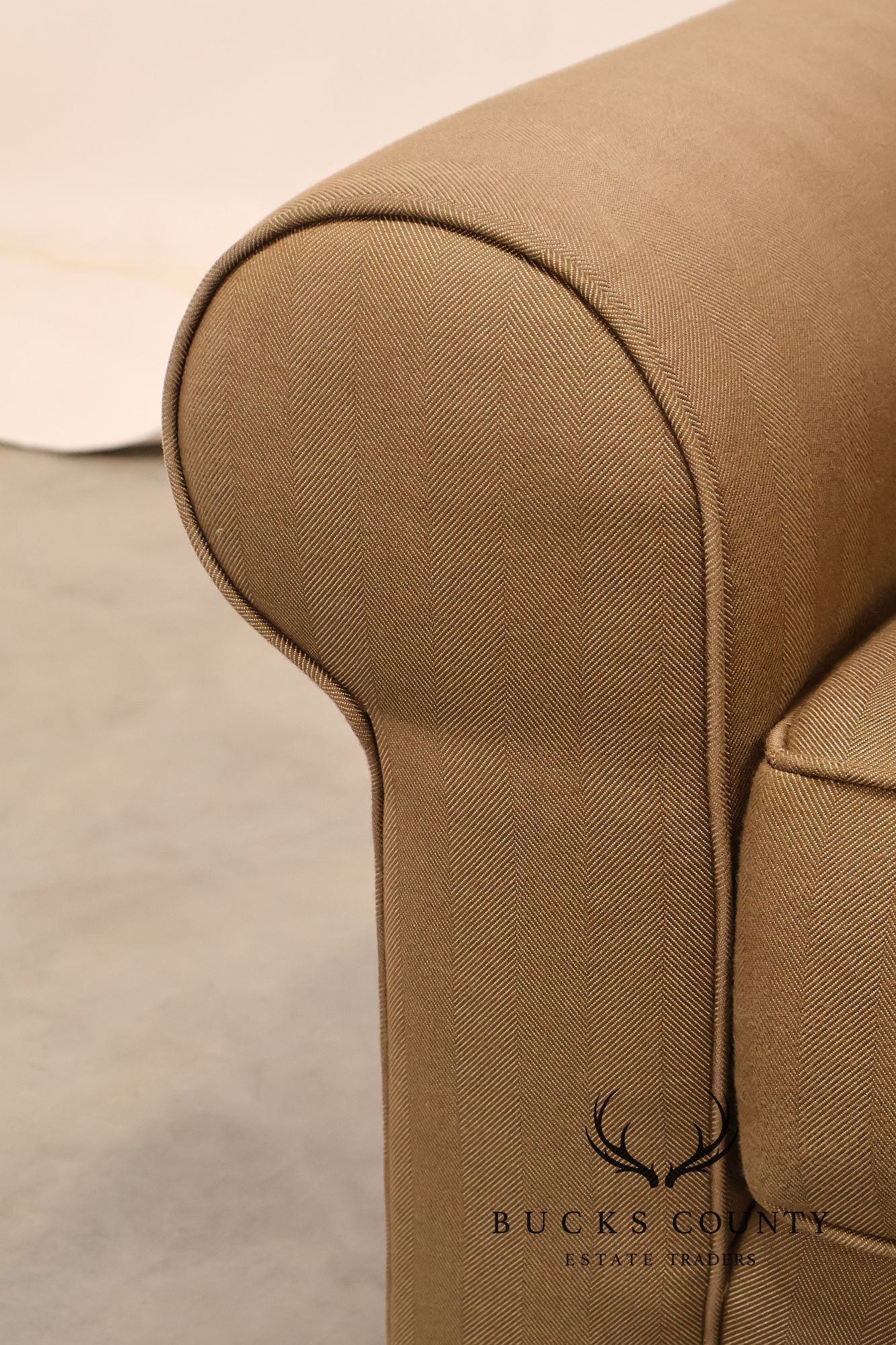 Ethan Allen Upholstered Custom Sectional Sofa With Chaise