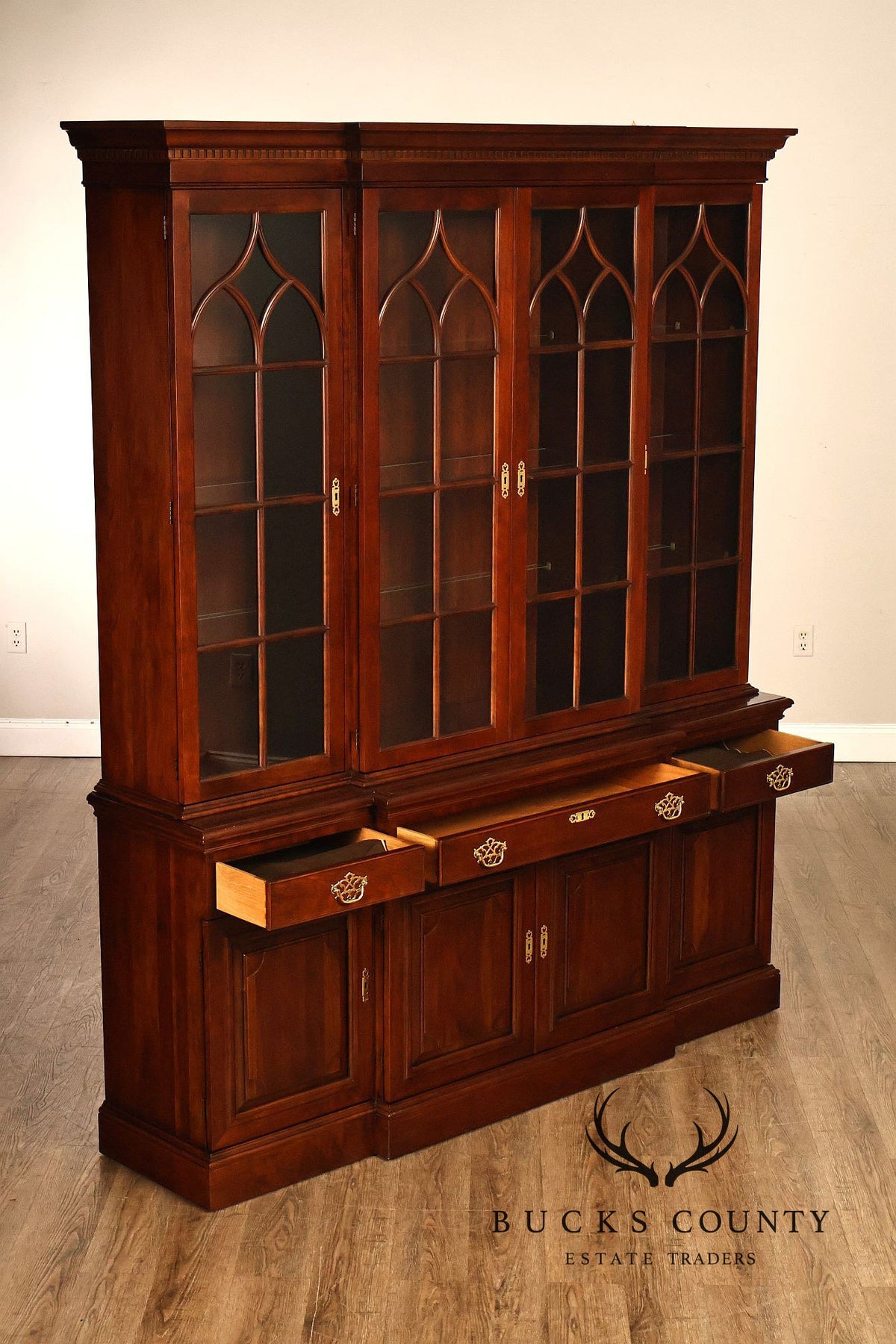 Statton Trutype Americana Cherry Breakfront China Cabinet