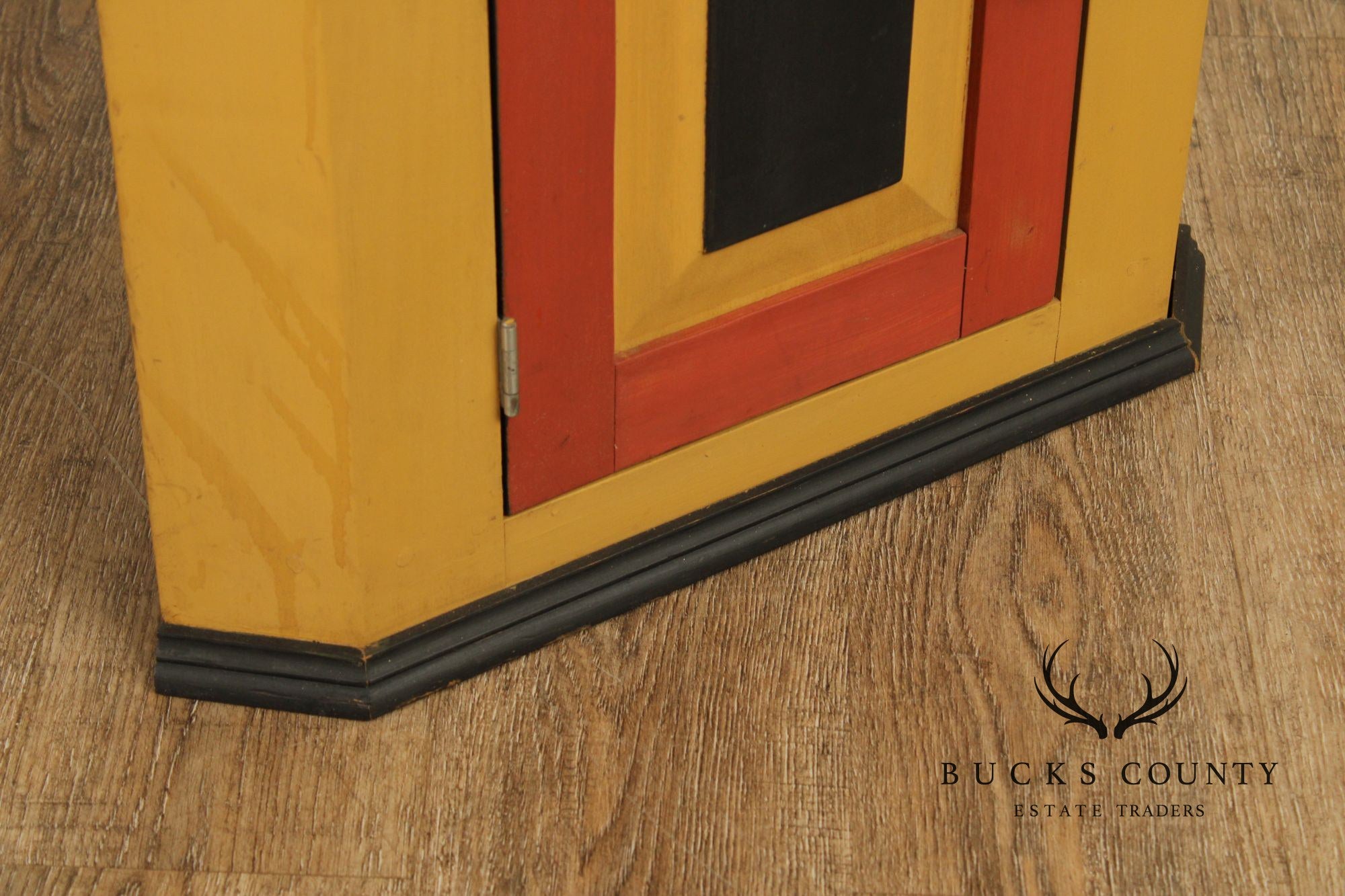 Pair Of Handcrafted Folk Art Painted Pine Corner Cabinets