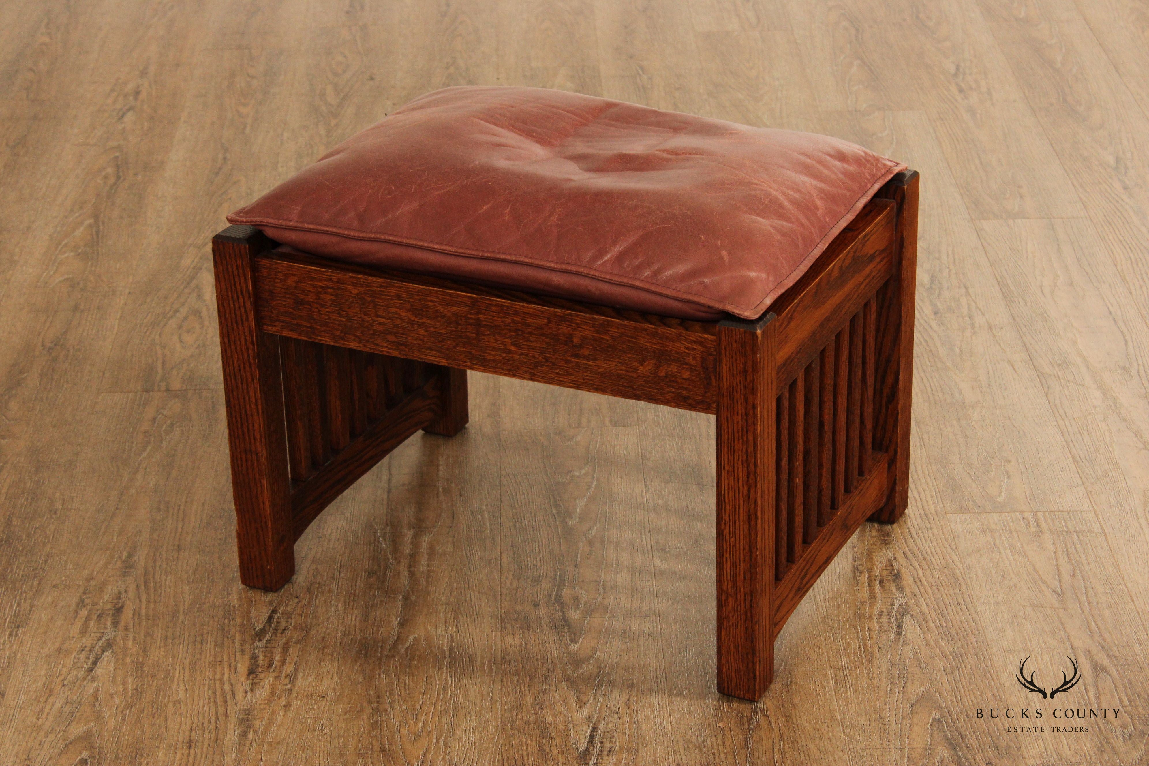 The Michaels Company Mission Style Oak and Leather Footstool